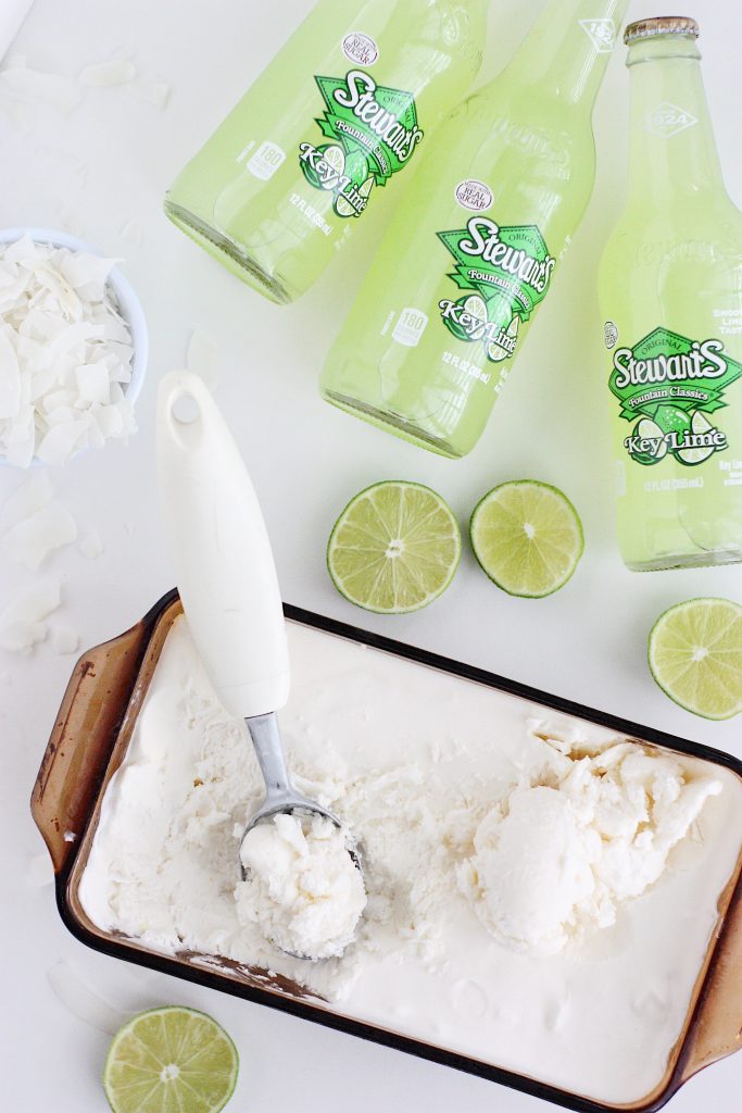 These Coconut Key Lime Floats aren't your grandma's boring root beer floats! This blissful treat is deceptively easy to make using homemade, no-churn ice cream and key lime soda. It's time to celebrate summer!