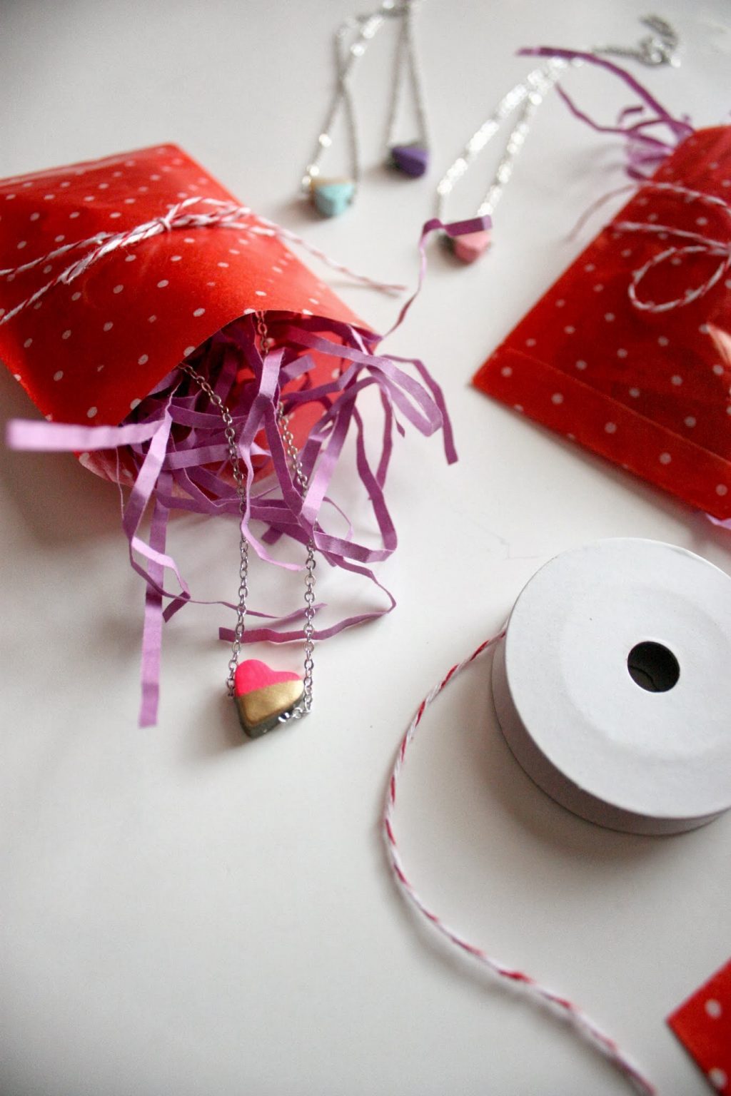 DIY Hand-Painted Clay Heart Necklaces + featured by Top US Craft Blog + The Pretty Life Girls