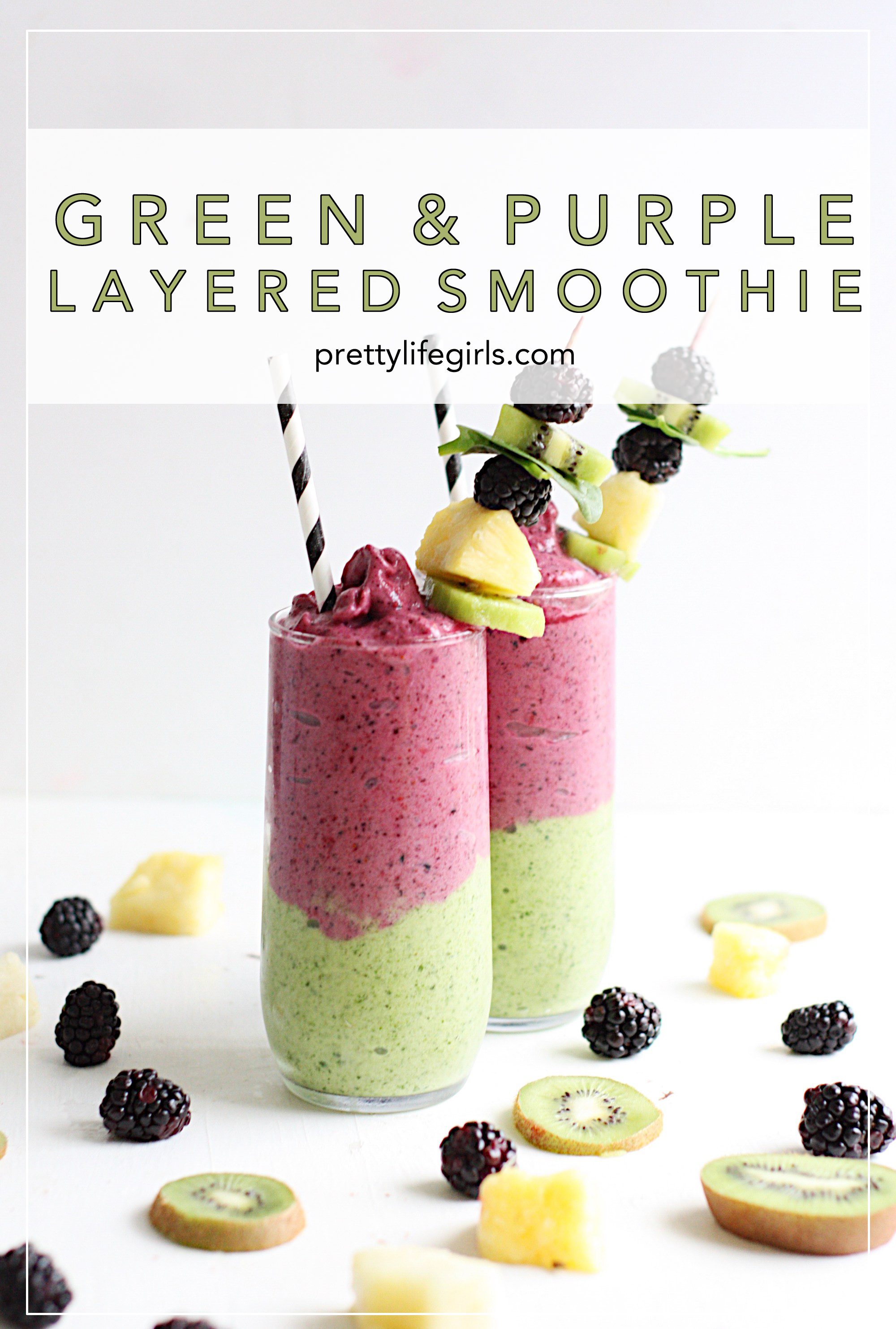 Green and Purple Smoothie Recipe featured by top US food blog, The Pretty Life Girls