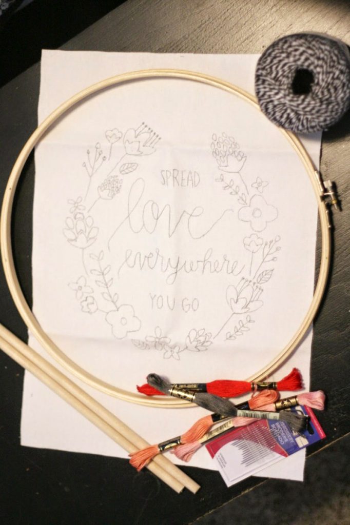 DIY Valentine's Day Wall Hanging + Free Template! + featured by Top US Craft Blog + The Pretty Life Girls: + image of Valentine's Day Wall Hanging supplies