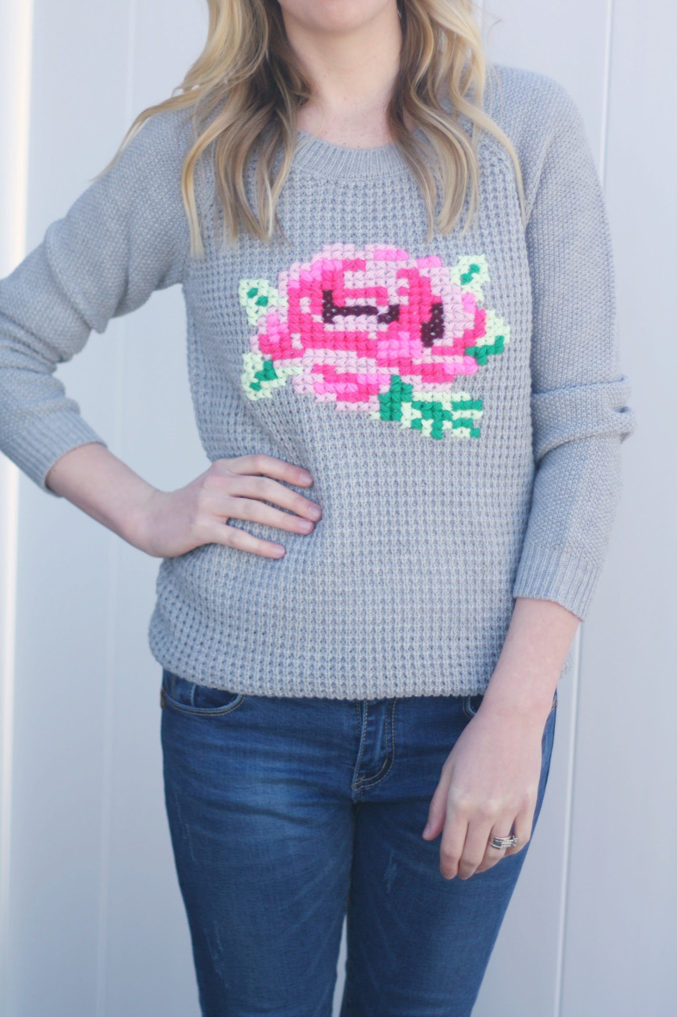 Easy DIY Cross Stitch Sweater Tutorial + a tutorial featured by Top US Craft Blog + The Pretty Life Girls