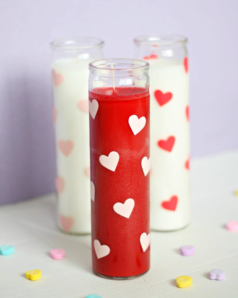 DIY Vinyl Heart Candles + featured by Top US Craft Blog + The Pretty Life Girls