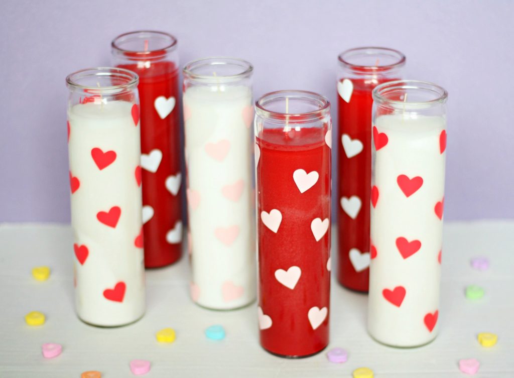 DIY Vinyl Heart Candles + featured by Top US Craft Blog + The Pretty Life Girls
