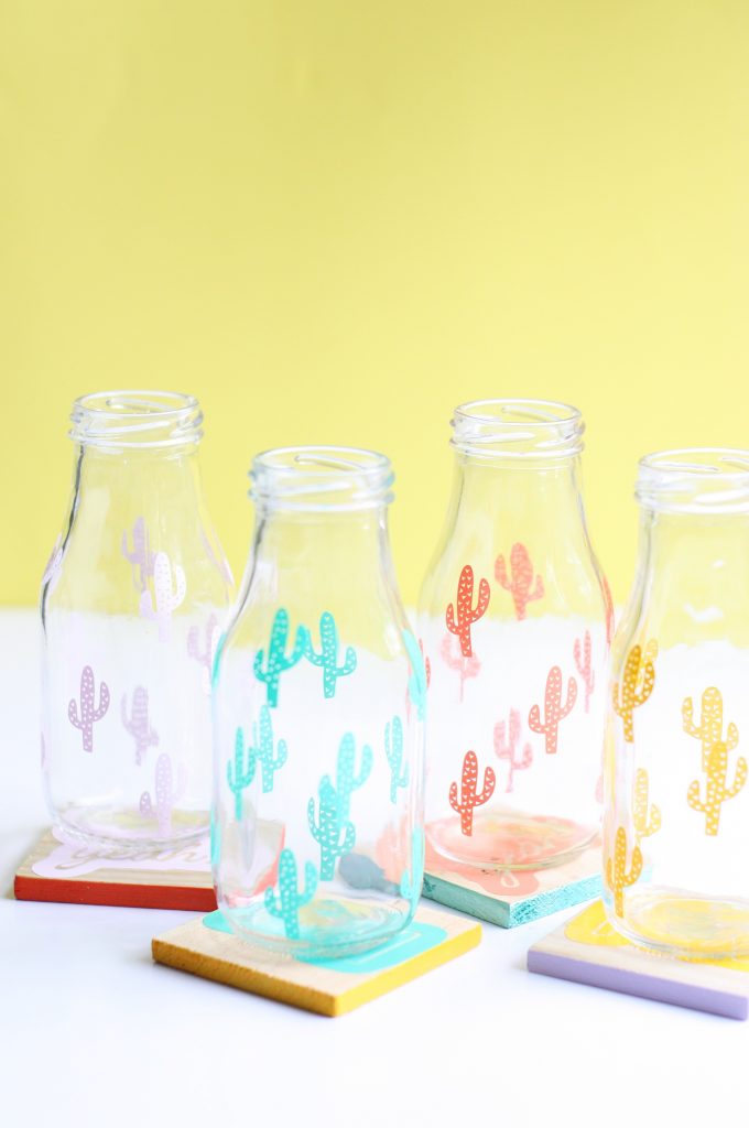 DIY Graphic Milk Bottles + Coasters - The Pretty Life Girls