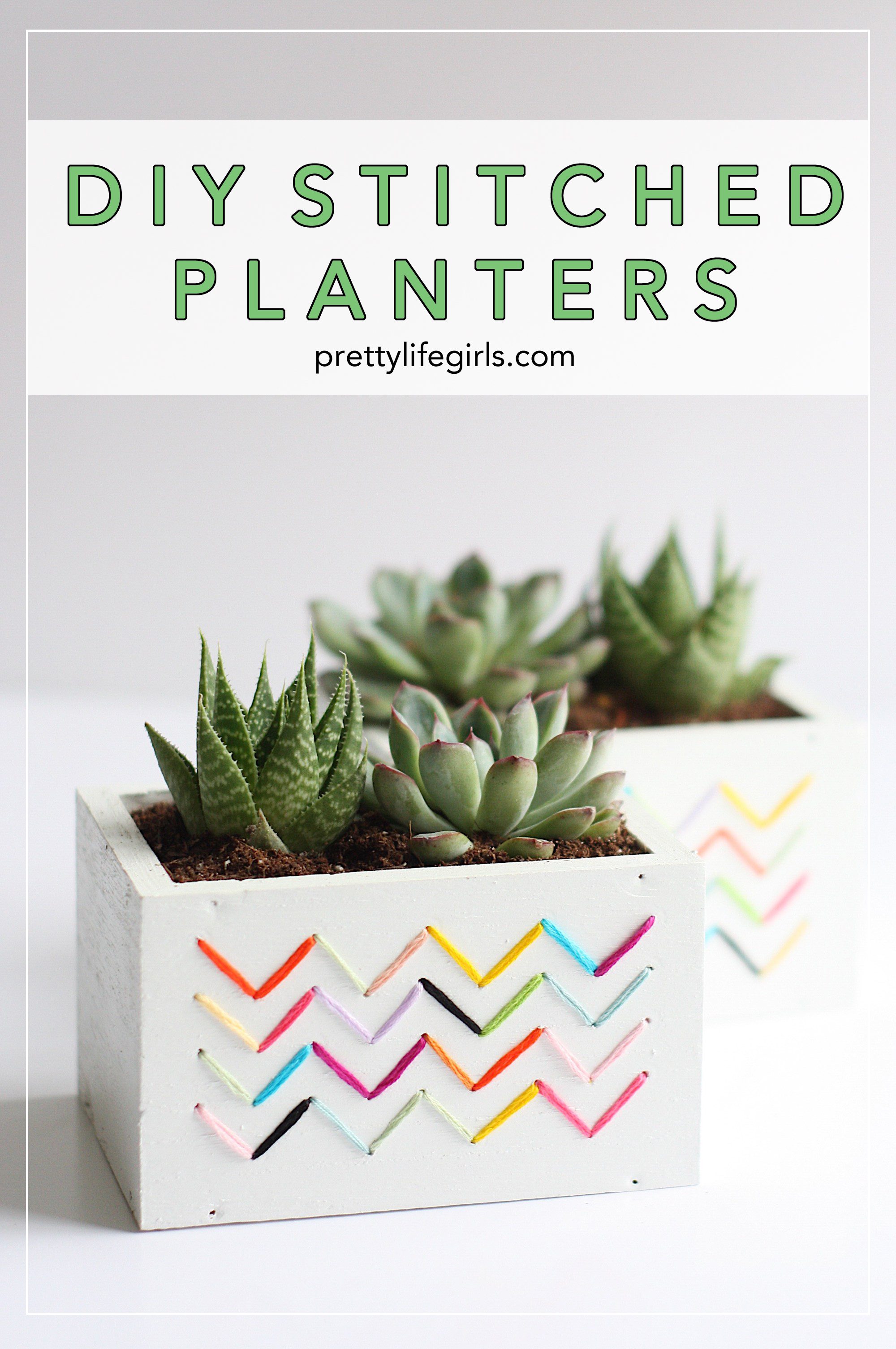 DIY Stitched Planters + a tutorial featured by Top US Craft Blog + The Pretty Life Girls