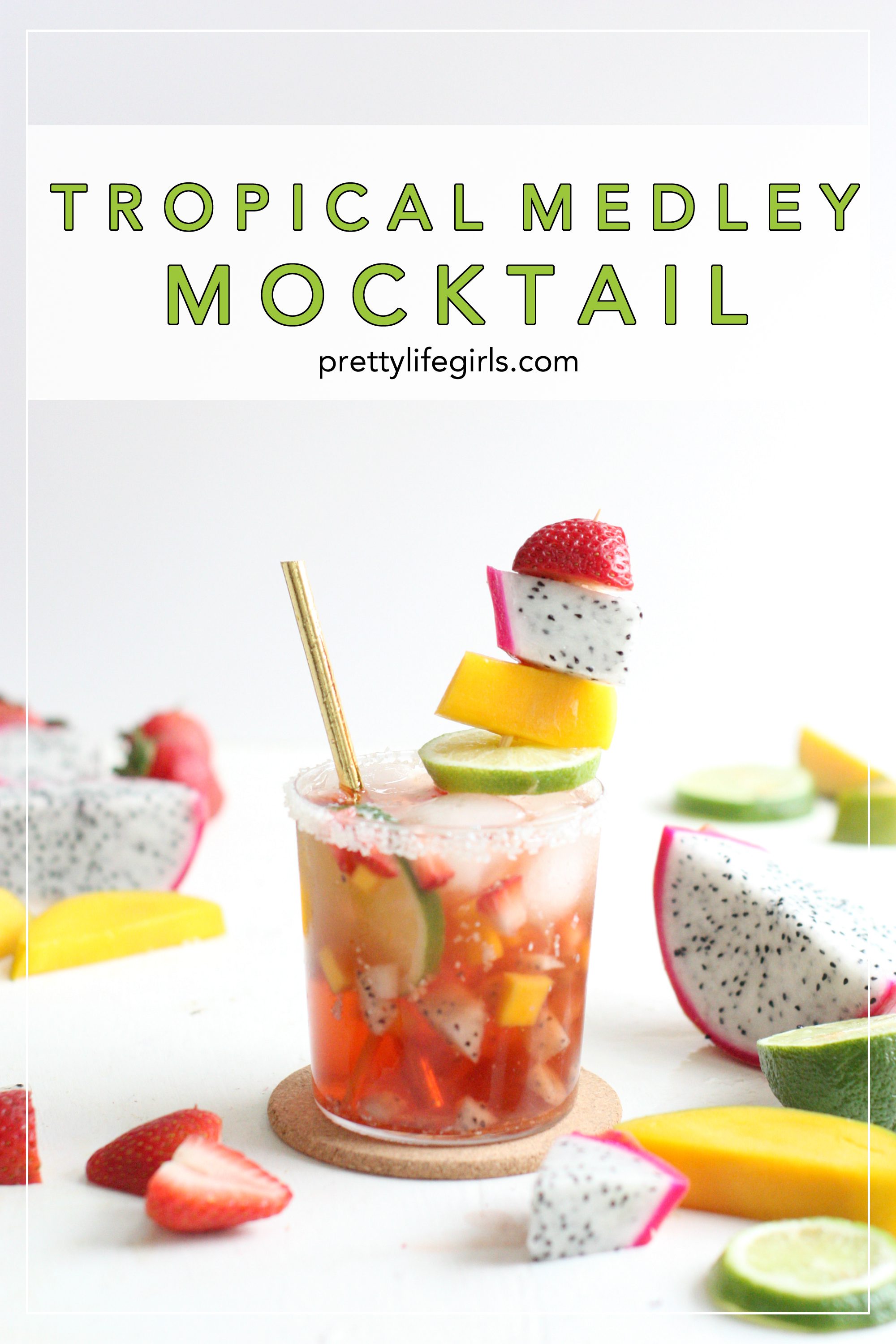 Tropical mocktail recipe featured by top US food blog, The Pretty life Girls.