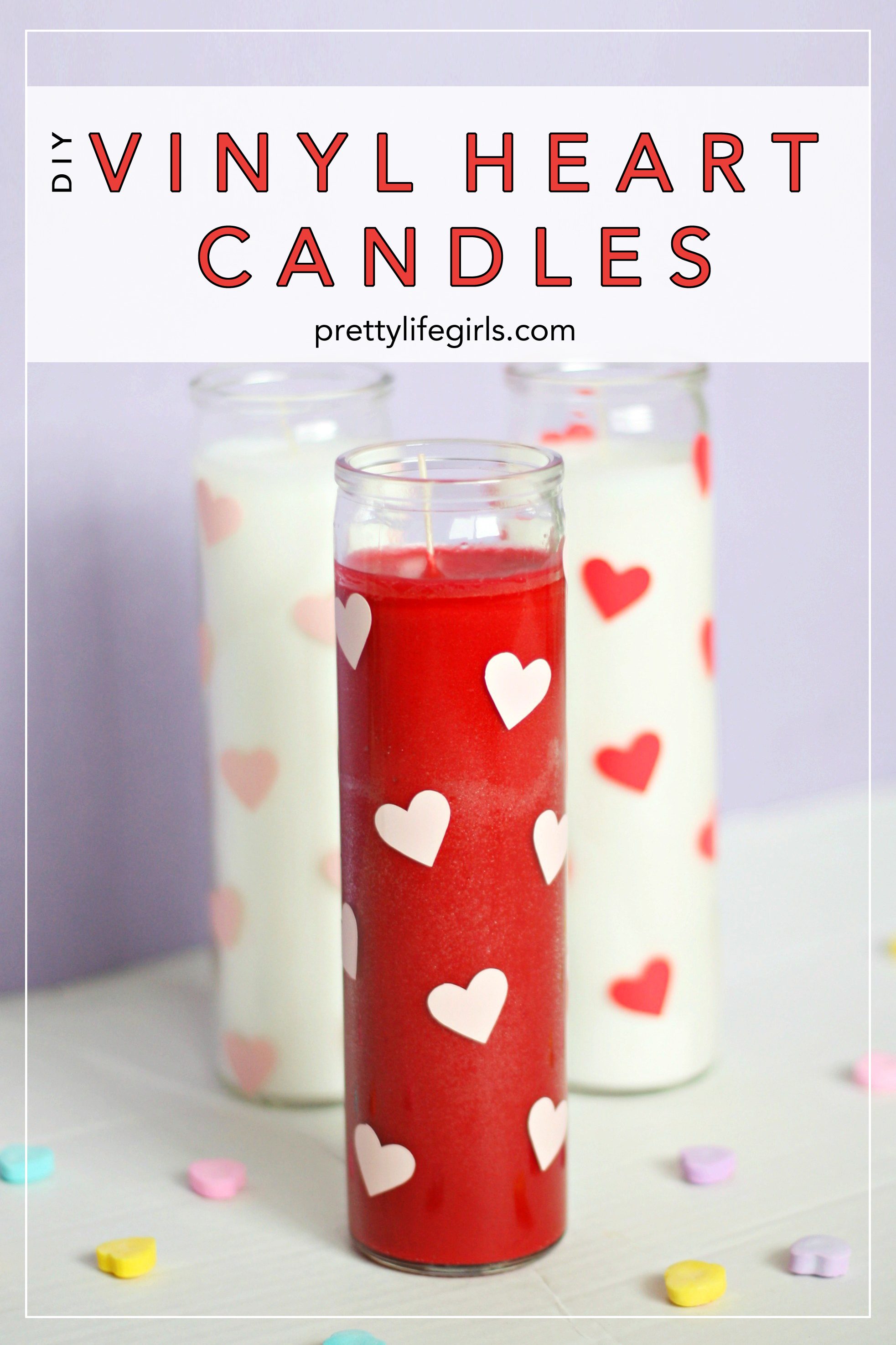 15 Lovely Handmade Valentine Gifts + featured by Top US Craft Blog + The Pretty Life Girls: + DIY Vinyl Heart Candles