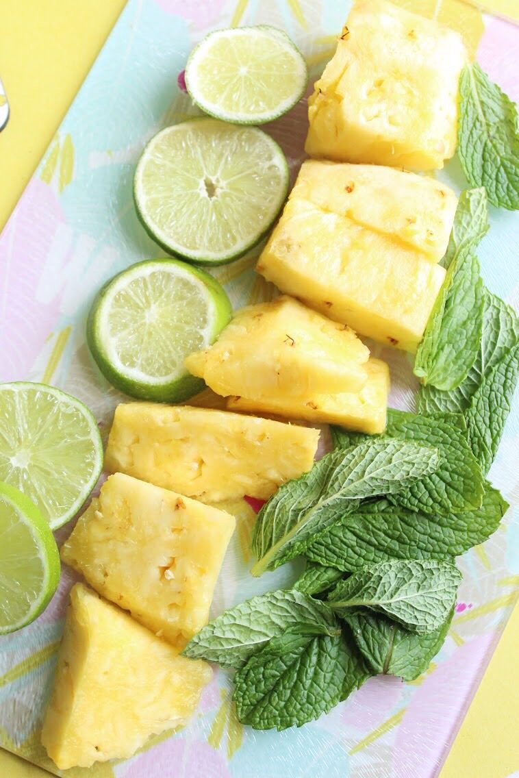 Pineapple Mojito Mocktail Ingredients Lime Mint