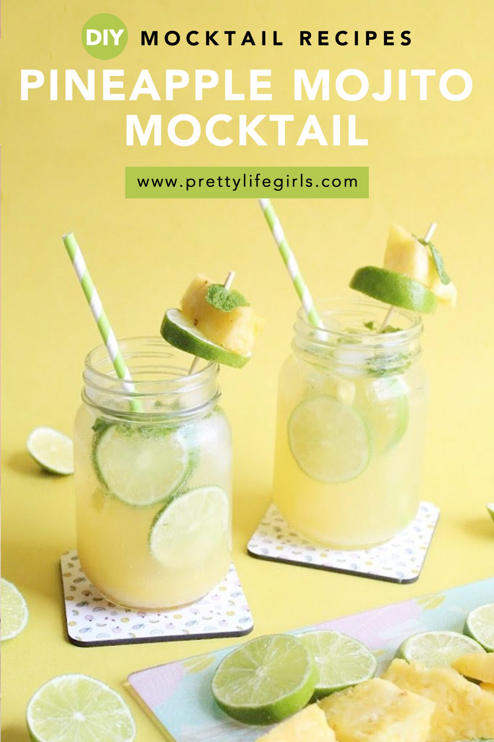 Sparkling Pineapple Mojito Mocktail Pinterest Image