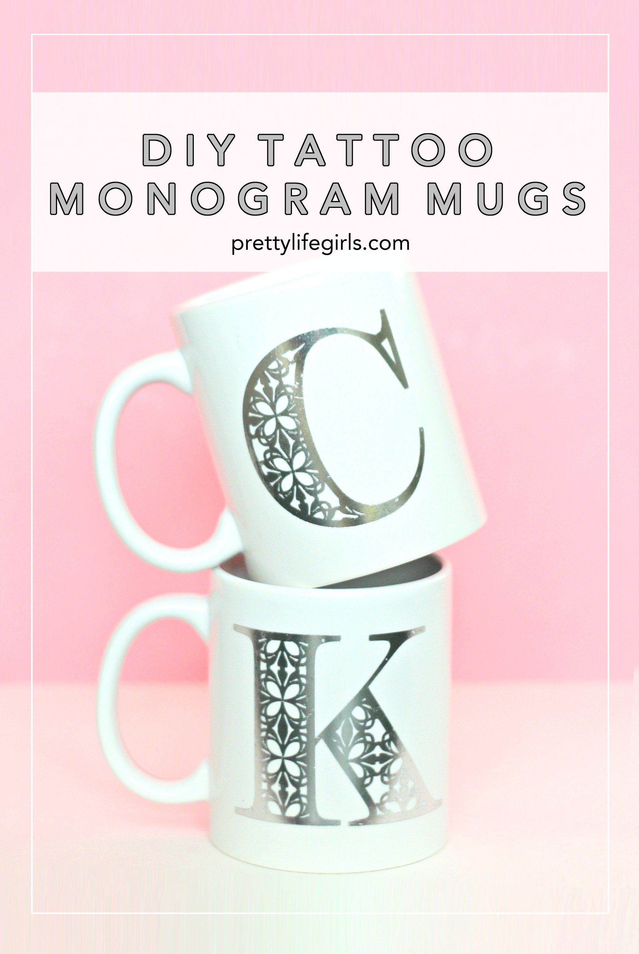 DIY Monogram Mugs Tutorial featured by top US craft blog, The Pretty life Girls