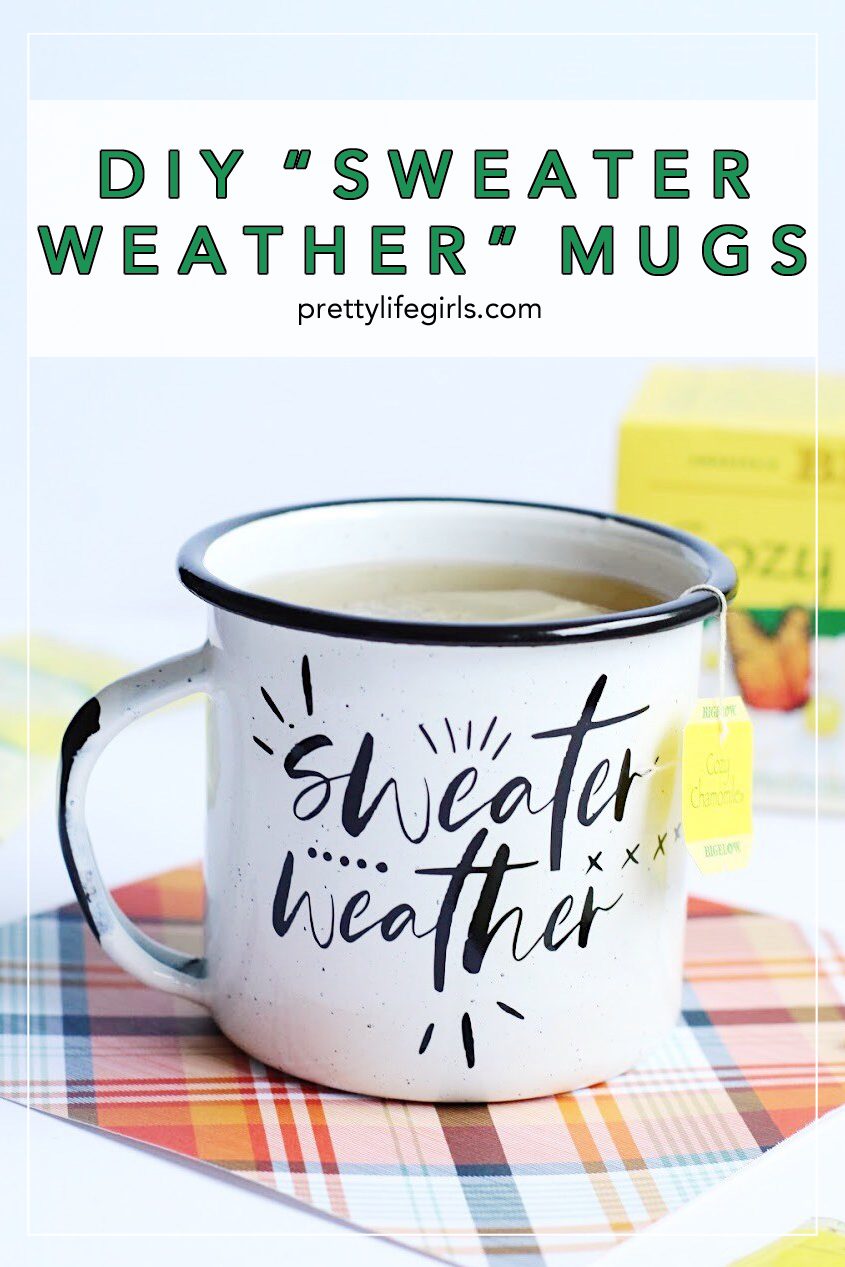 DIY Sweater Weather Mugs Tutorial featured by top US craft blog, The Pretty life Girls