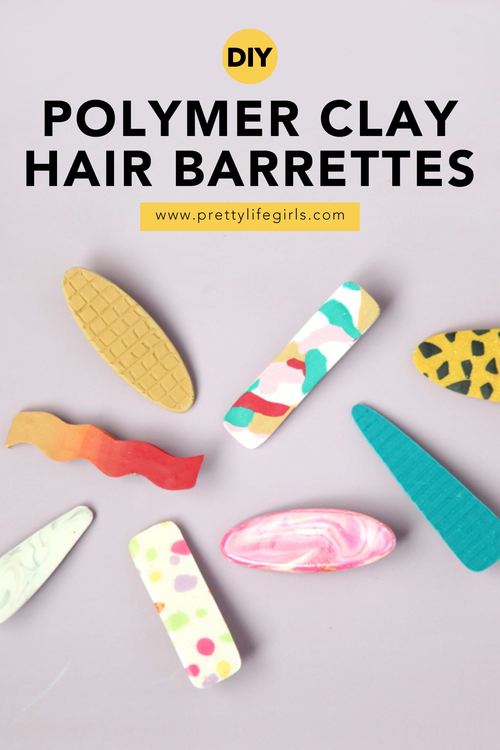 Pinterest image for DIY polymer clay hair barrettes 