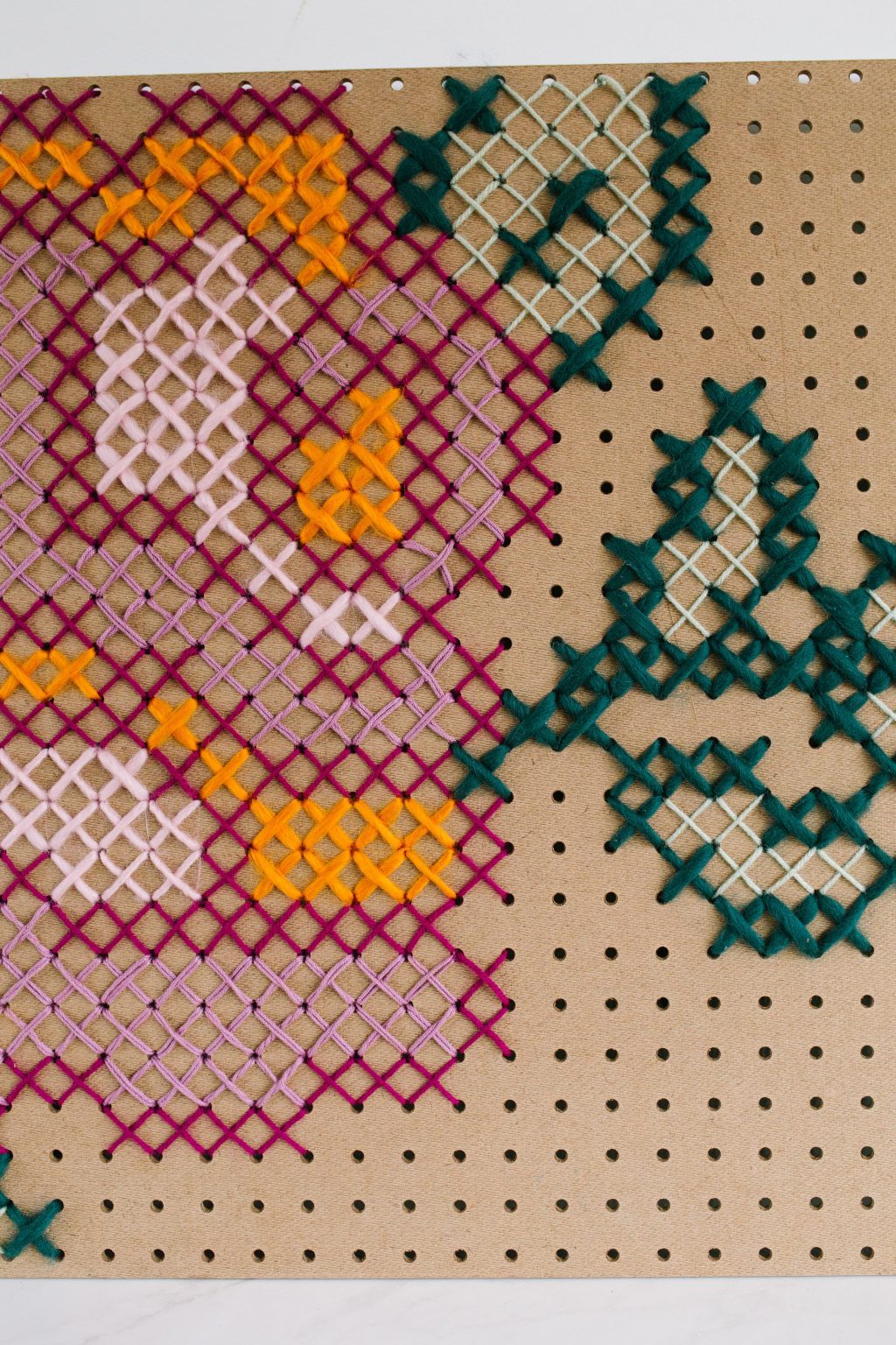 DIY Pegboard Cross Stitch Wall Art + a tutorial featured by Top US Craft Blog + The Pretty Life Girls: + large scale wall art