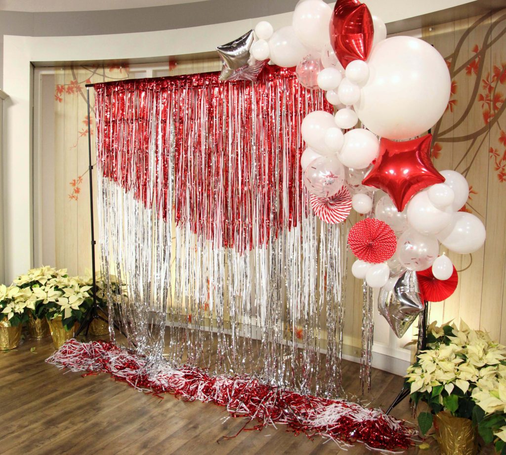 diy layered foil photo backdrop the