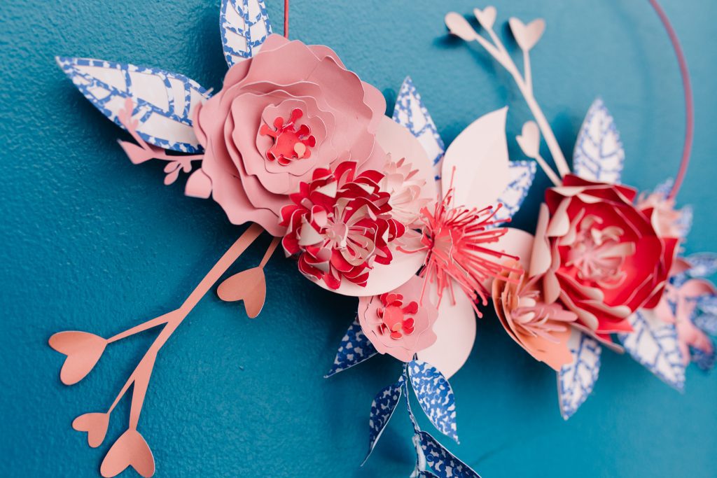 DIY Valentine Wreath with Paper Flowers + a tutorial featured by Top US Craft Blog + The Pretty Life Girls