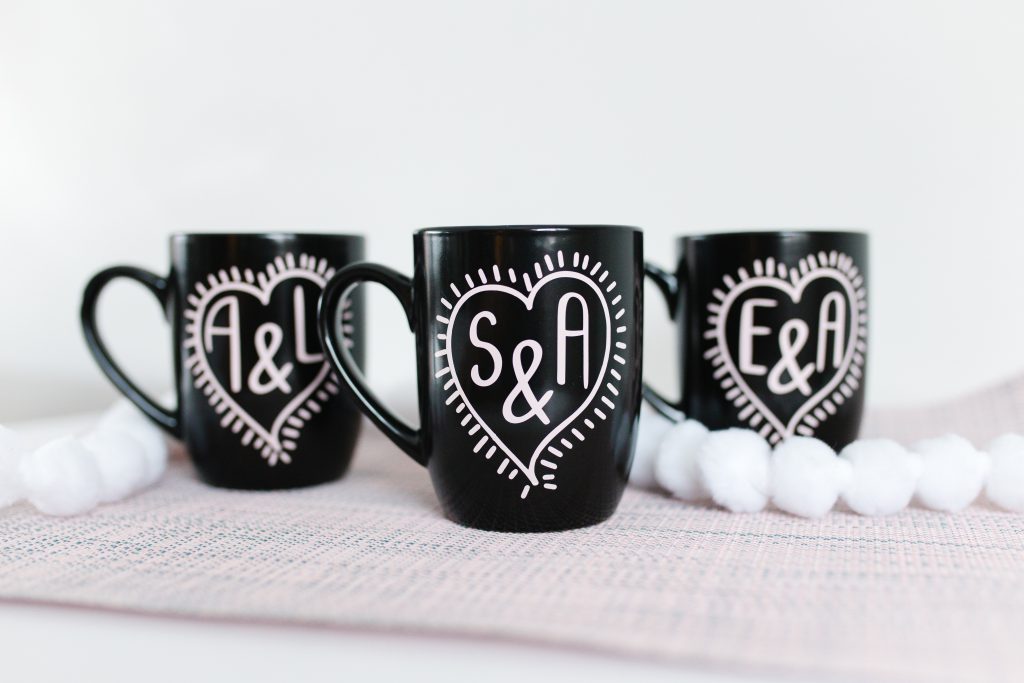 Monogram DIY Valentine Mugs with Vinyl + featured by Top US Craft Blog + The Pretty Life Girls