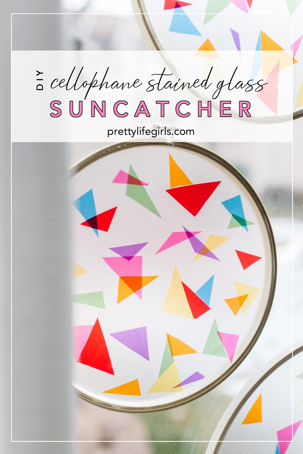 How to Make a DIY Stained Glass Suncatcher with Cellophane + a tutorial featured by the Pretty Life Girls