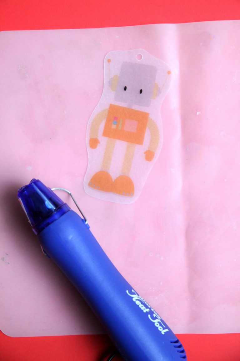 DIY Shrink Plastic Robot Keychain Valentine with Free Printable The Pretty Life Girls