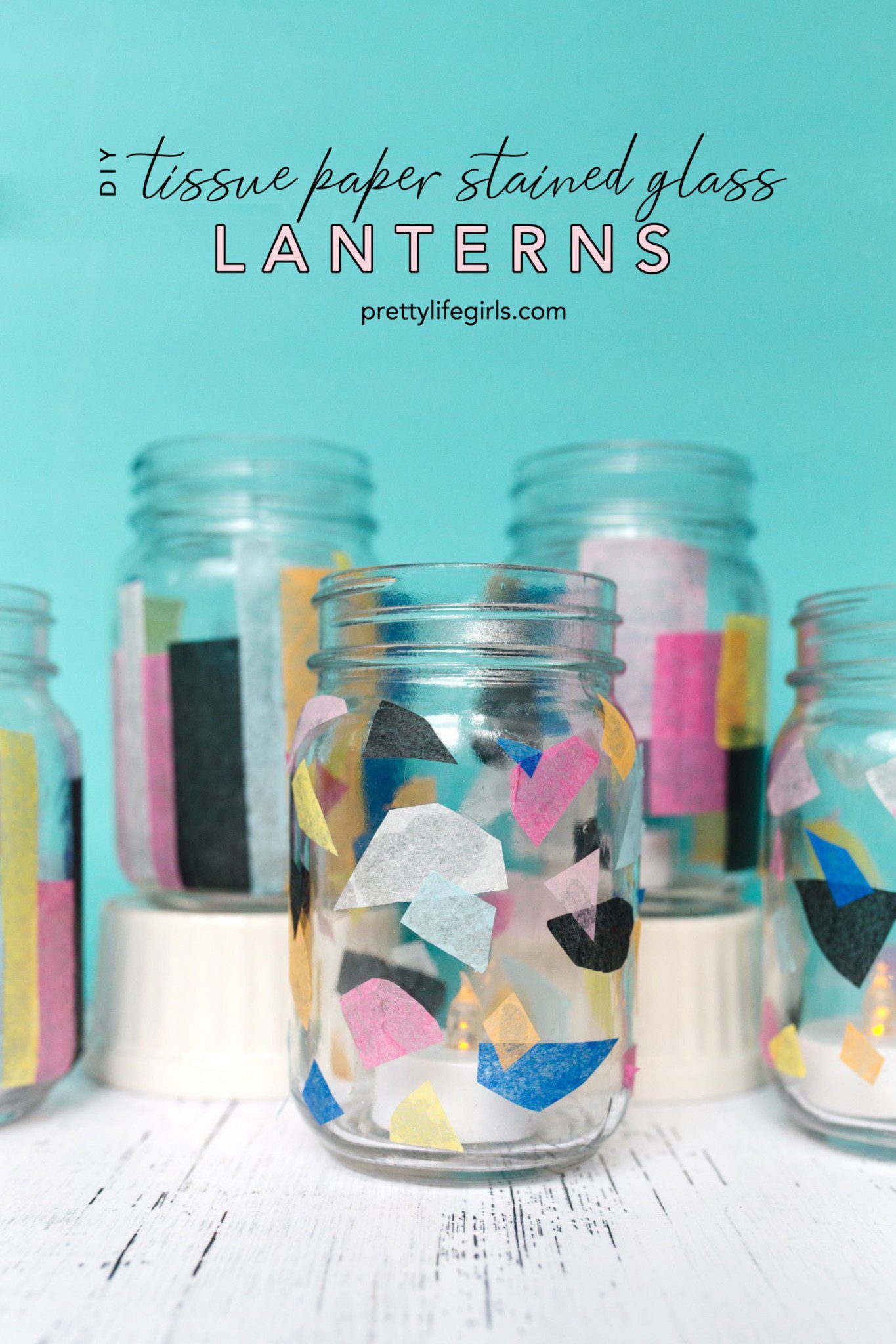 How to Make Colorful Stained Glass DIY Tissue Paper Lanterns | The ...