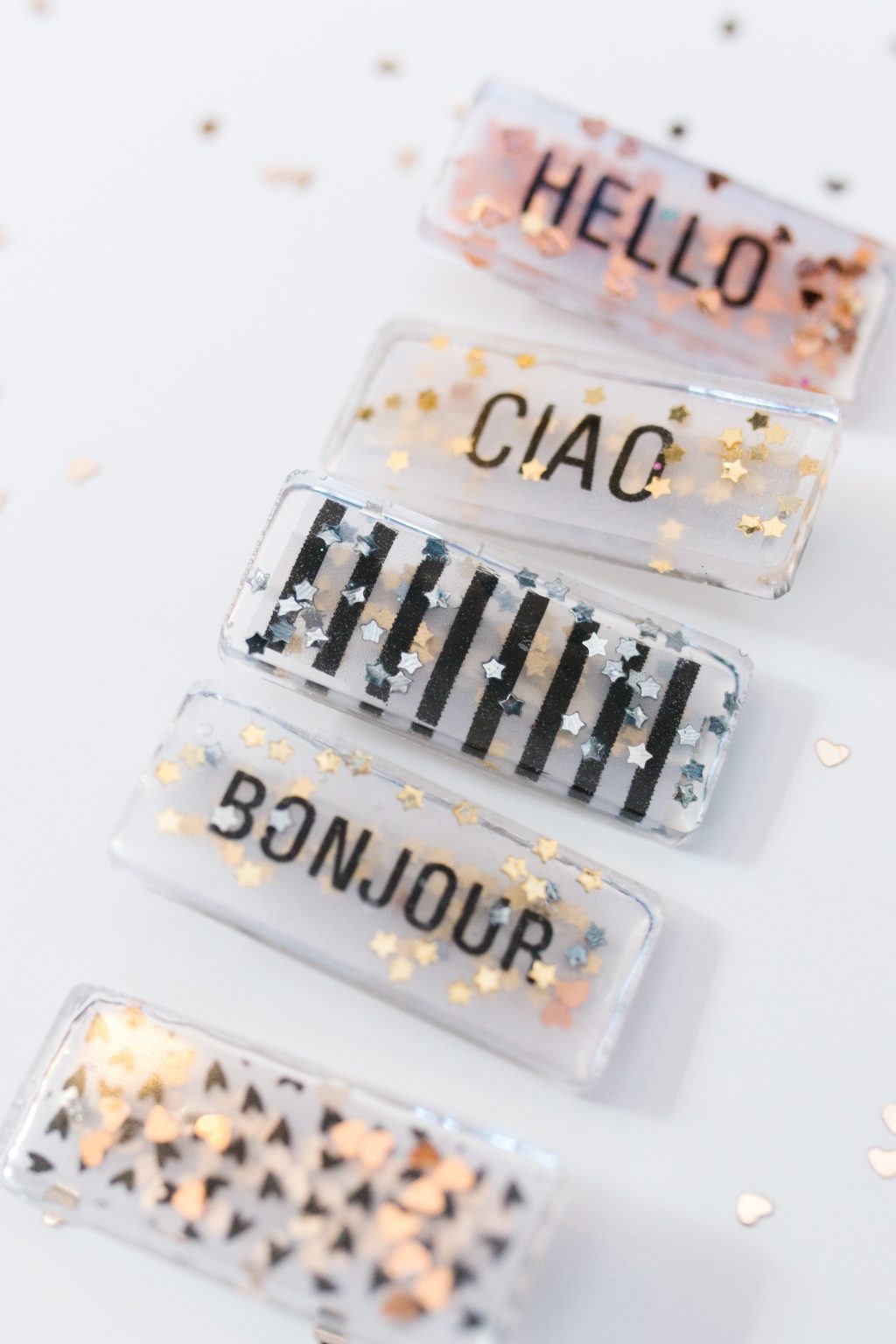Cute DIY Personalized Resin Barrettes (VIDEO) + a tutorial featured by Top US Craft Blog + The Pretty Life Girls