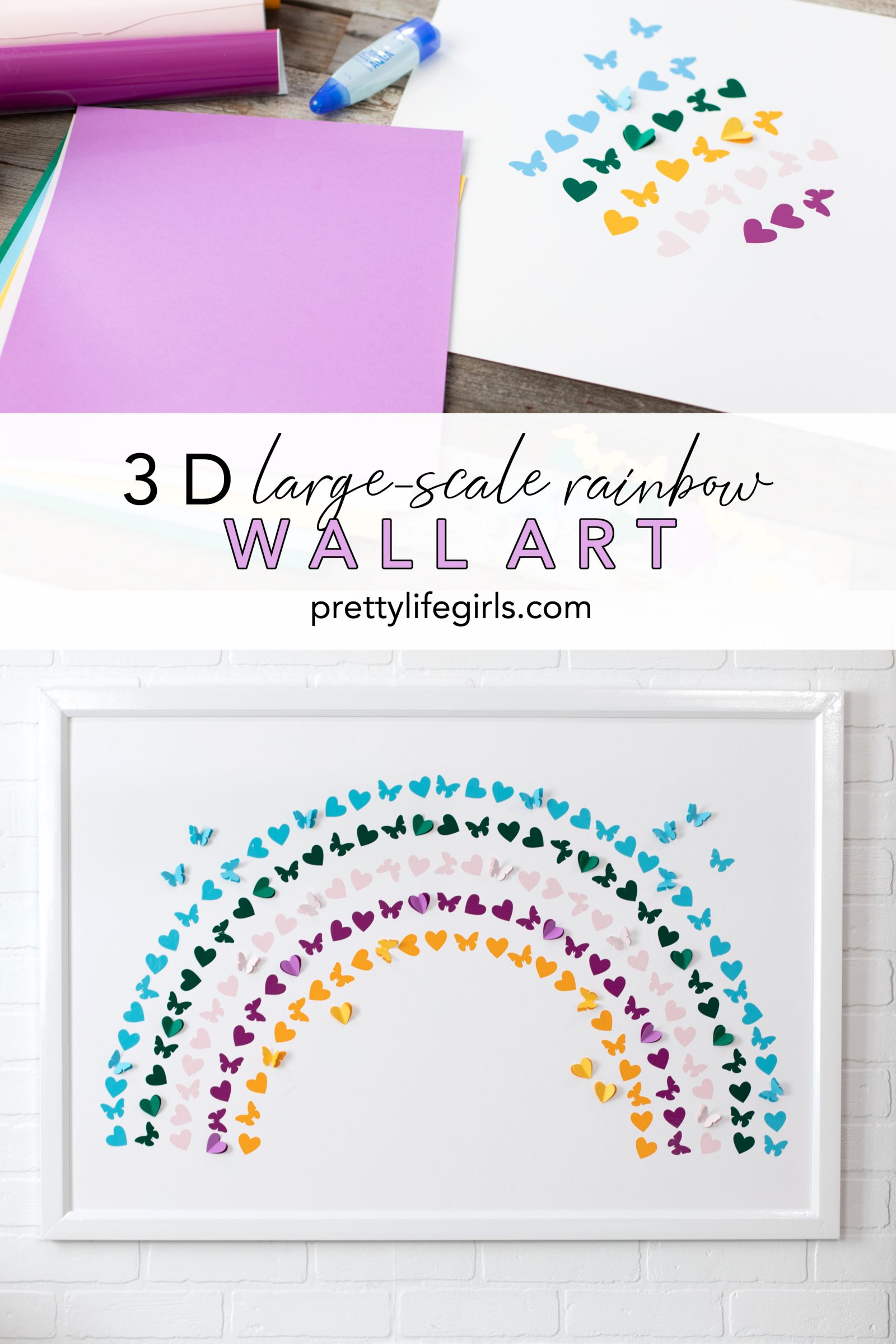 3D Large Scale Rainbow Wall Art + a tutorial featured by Top US Craft Blog + The Pretty Life Girls