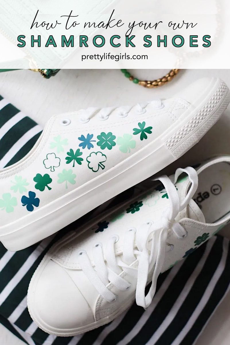 St Patrick's Day Craft: DIY Shamrock Shoes with Heat Transfer Vinyl + a tutorial featured by Top US Craft Blog + The Pretty Life Girls