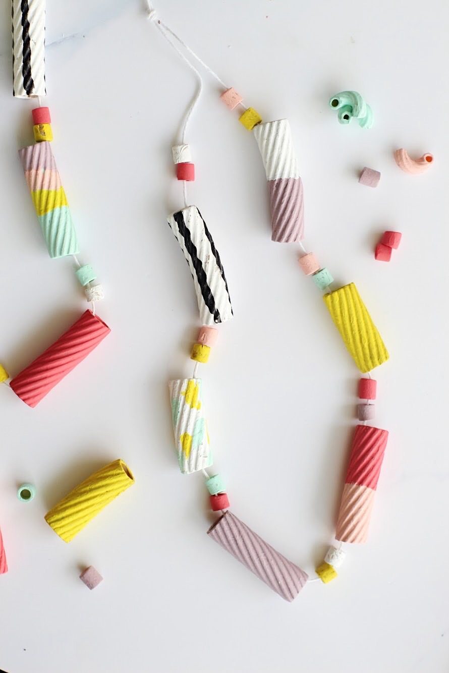 Easy Crafts for Toddlers: Painting Pasta Necklaces + a tutorial featured by Top US Craft Blog + The Pretty Life Girls