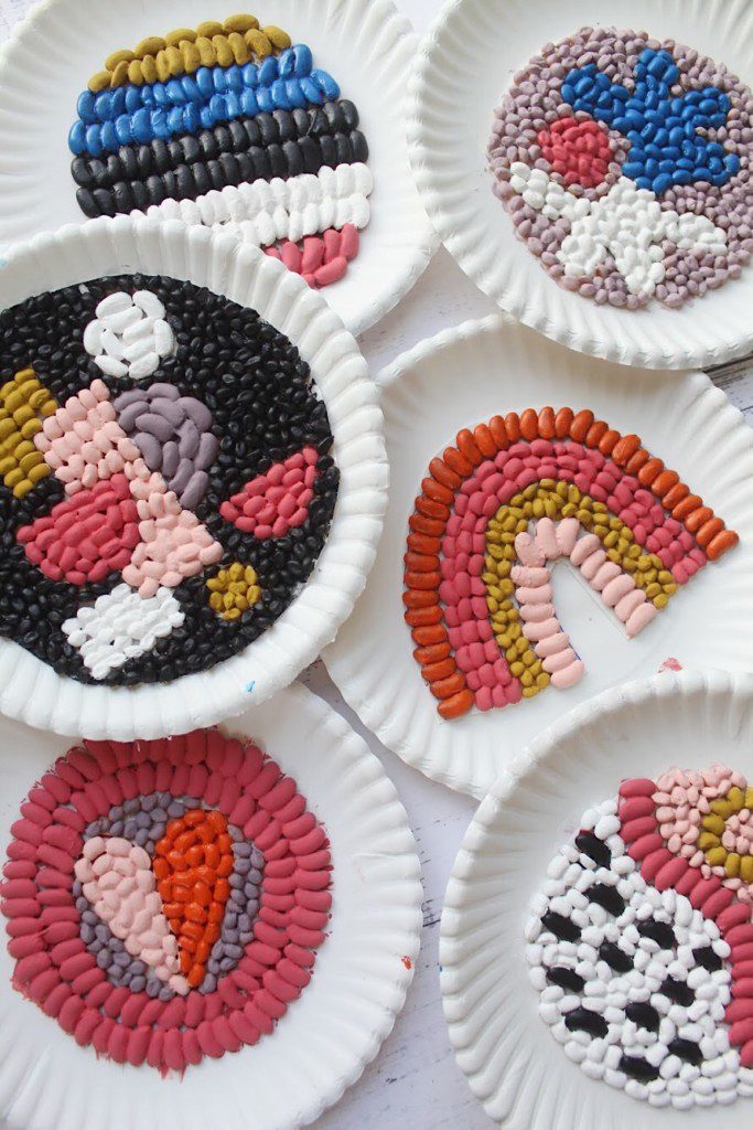 Easy Quarantine Crafts: Bean Mosaic Art For Kids | The Pretty Life Girls