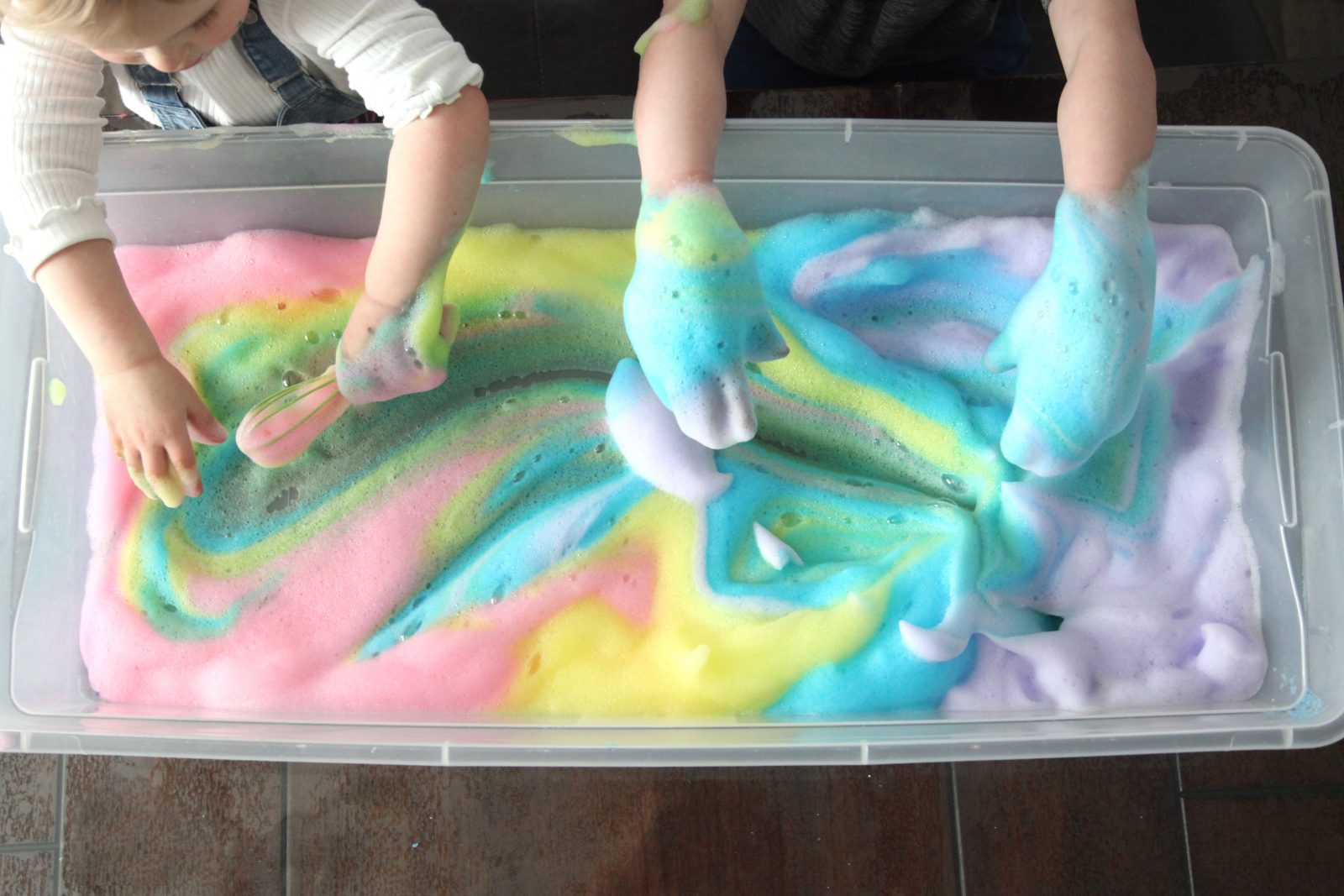 Kids swirling rainbow unicorn bubbles