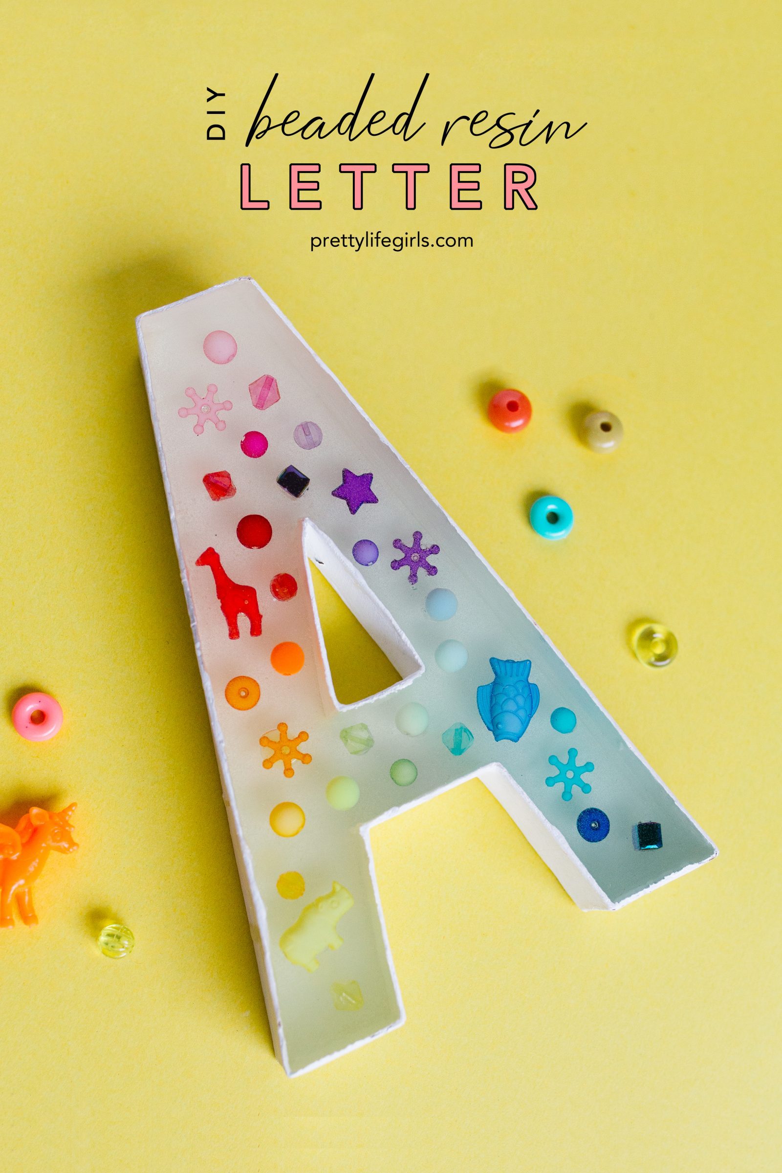 How To Make a DIY Beaded Resin Letter + a tutorial featured by Top US Craft Blog + The Pretty Life Girls