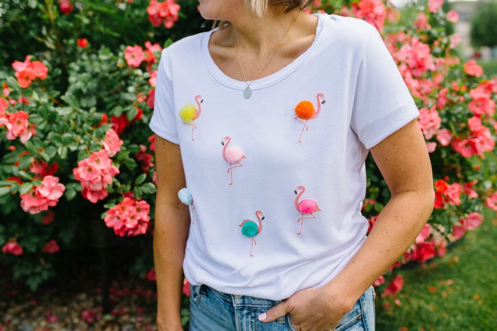 DIY HTV Shirt Ideas: Flamingo and Pom-Pom T-Shirt + a tutorial featured by Top US Craft Blog + The Pretty Life Girls