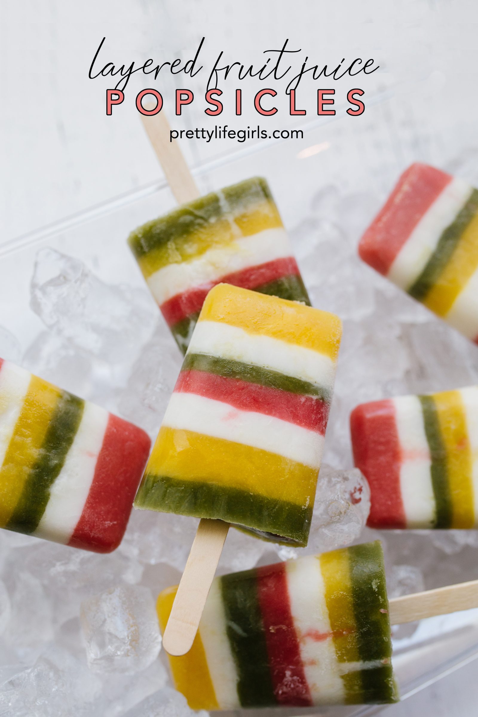 Summer Snacks: Colorful Layered Fruit Juice Popsicles + a tutorial featured by Top US Craft Blog + The Pretty Life Girls
