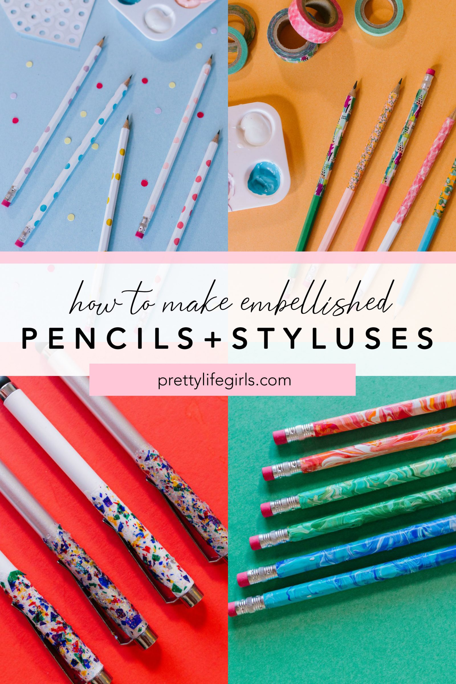 Back to School Crafts: How to Make Embellished Pencils 3 Ways + a tutorial featured by Top US Craft Blog + The Pretty Life Girls
