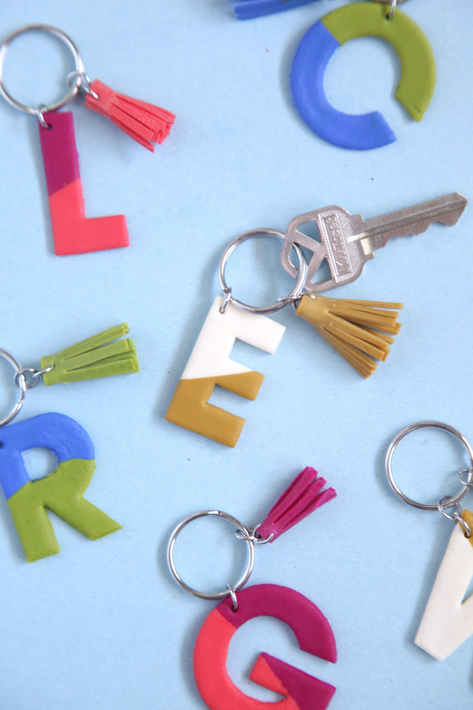 Faux Leather Monogram Keychains + a tutorial featured by Top US Craft Blog + The Pretty Life Girls