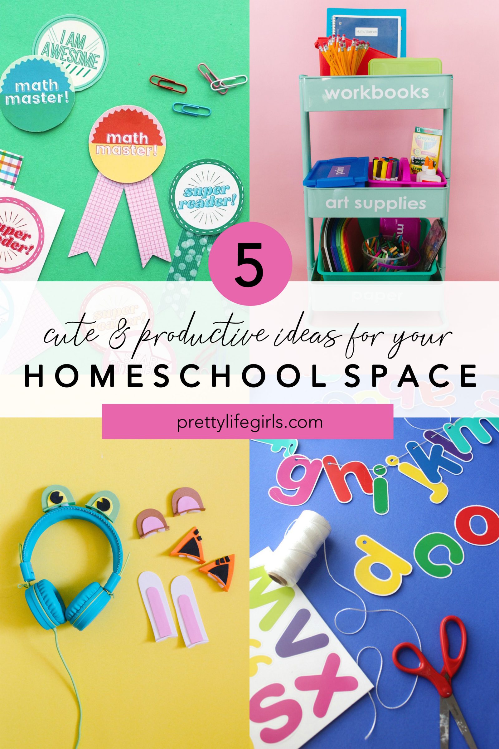 E-Learning Organization: 5 Cute and Productive Homeschool Space Ideas + a tutorial featured by Top US Craft Blog + The Pretty Life Girls