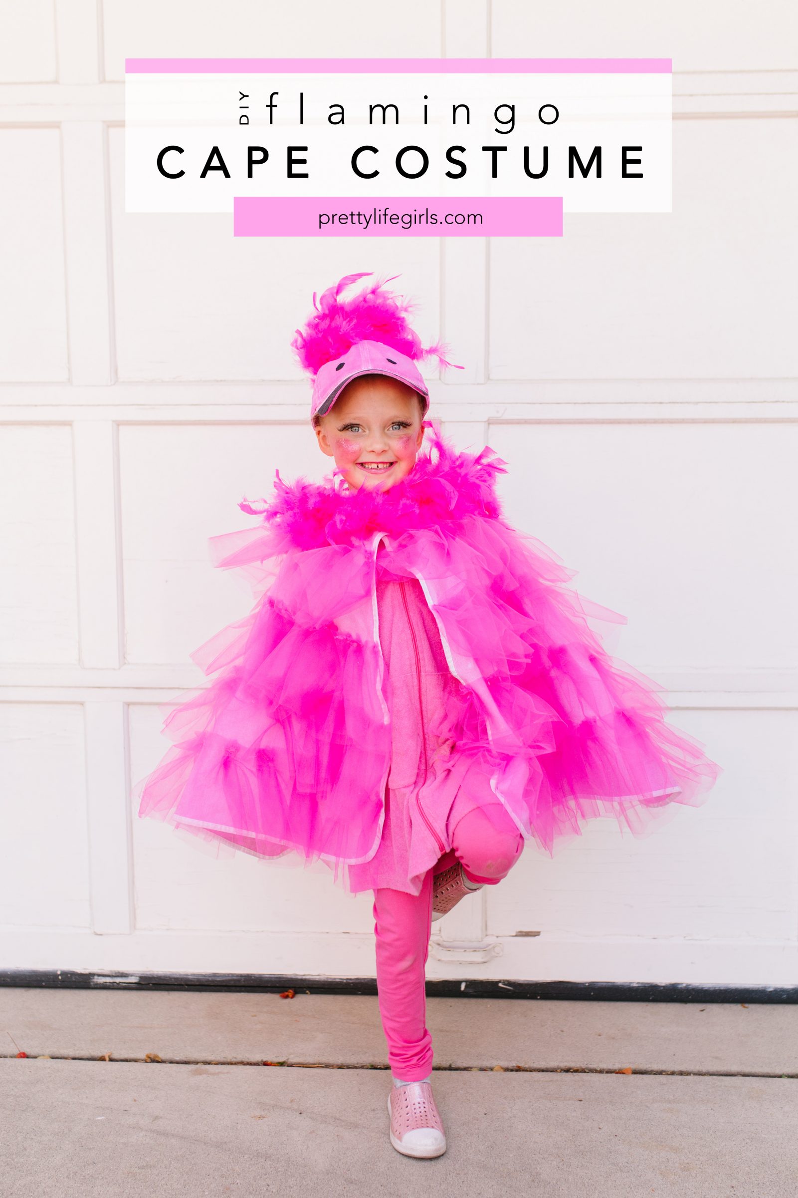 DIY Halloween Costumes: Flamingo Cape Costume for Kids + a tutorial featured by Top US Craft Blog + The Pretty Life Girls
