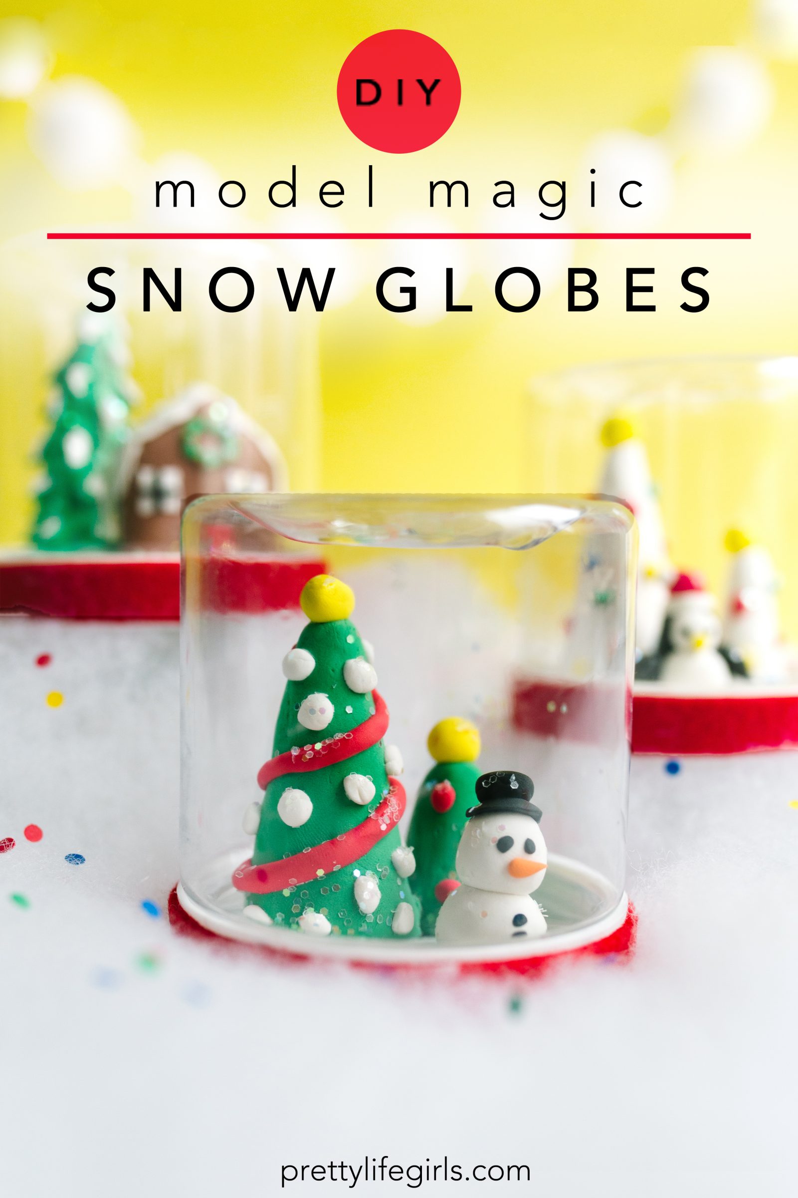 Abtenciones navideñas para niños: Model Magic DIY Snow Globe + un tutorial presentado por Top US Craft Blog + The Pretty Life Girls