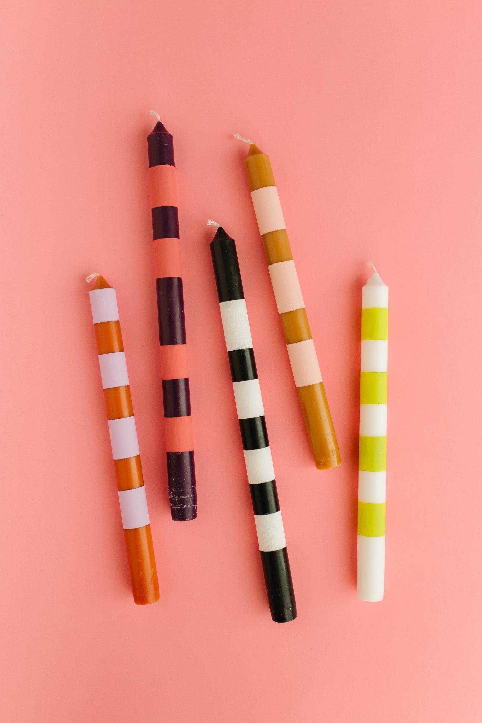DIY Striped Taper Candles + a tutorial featured by Top US Craft Blog + The Pretty Life Girls