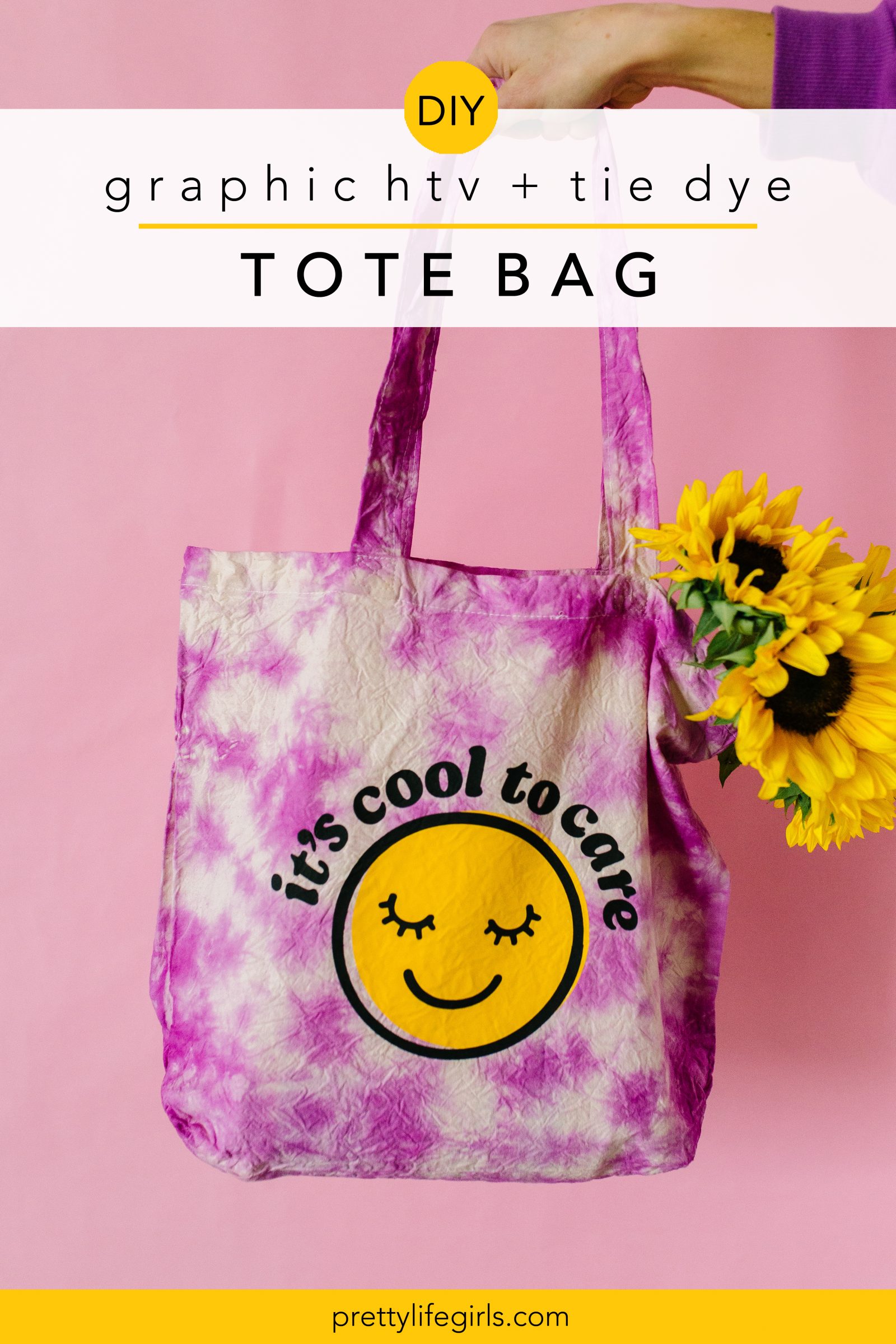 DIY Graphic HTV Tote Bag with Tie Dye