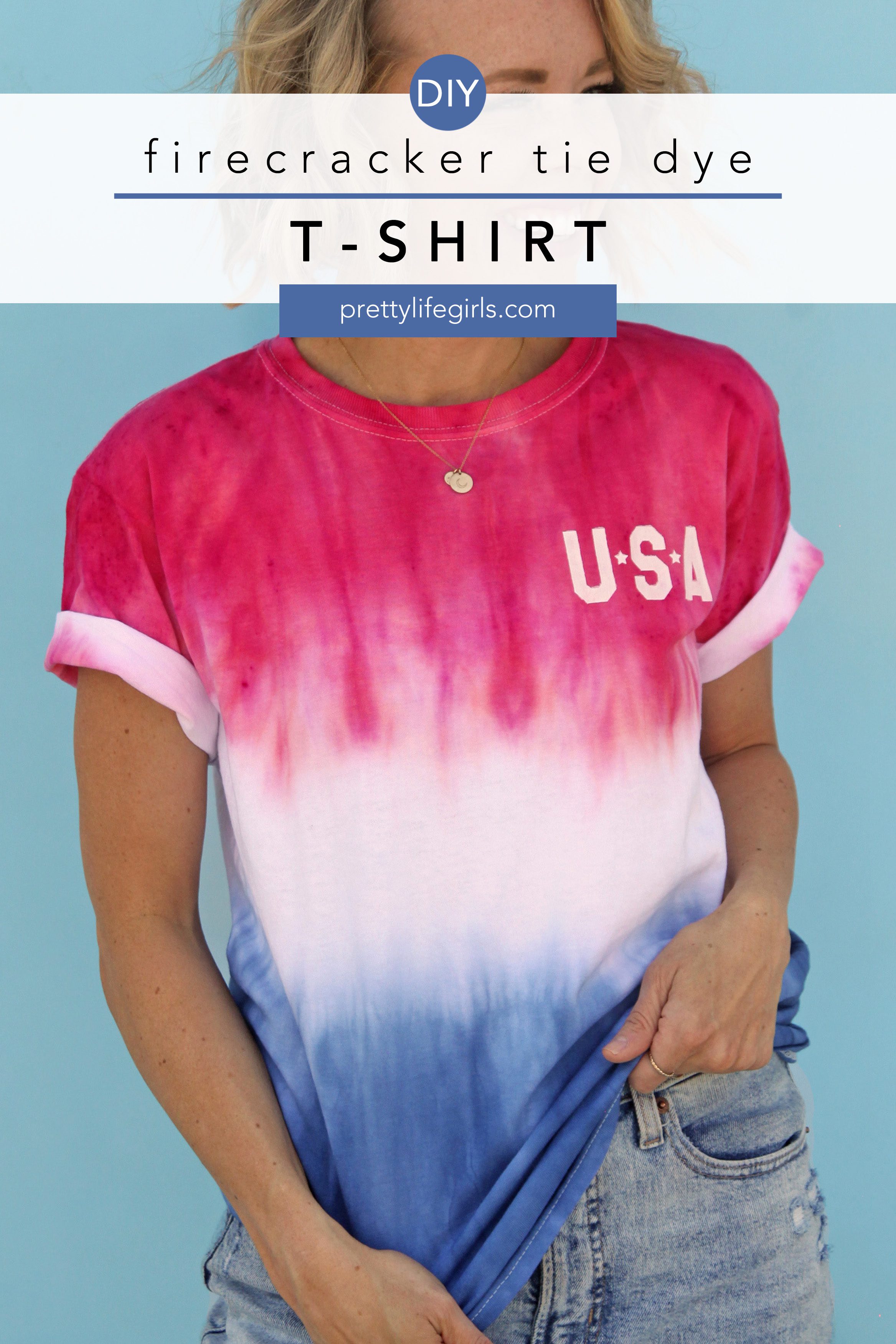 How to Firecracker Tie Dye a T-Shirt + a tutorial featured by Top US Craft Blog + The Pretty Life Girls