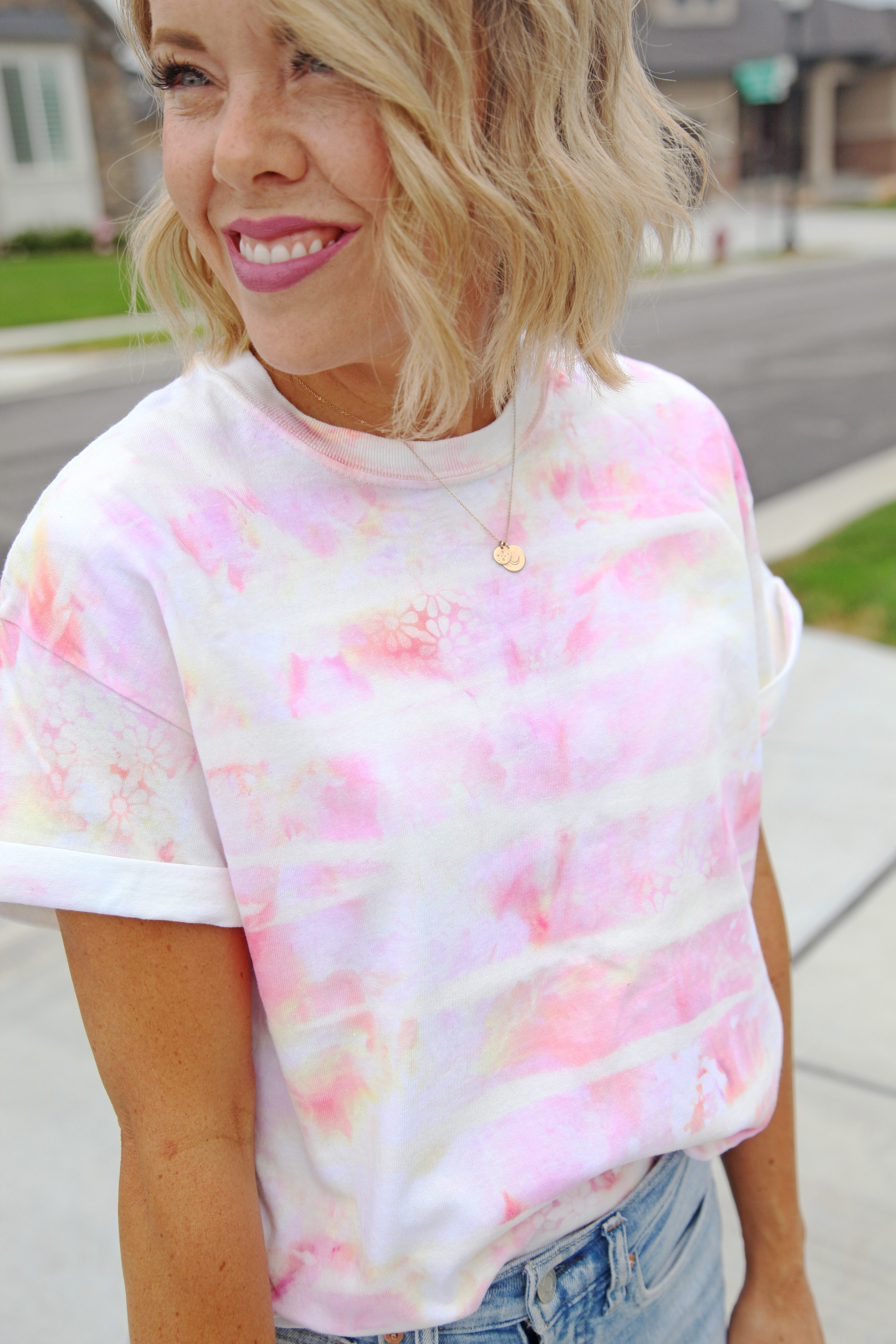 Ice Dye Shirt with Reverse Dye Details + a tutorial featured by Top US Craft Blog + The Pretty Life Girls