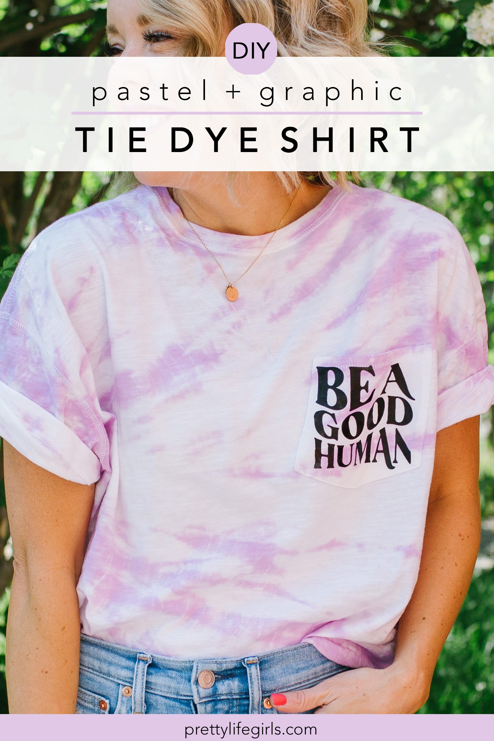 How to Make a Purple Pastel Tie Dye Tee with HTV Graphic + a tutorial featured by Top US Craft Blog + The Pretty Life Girls