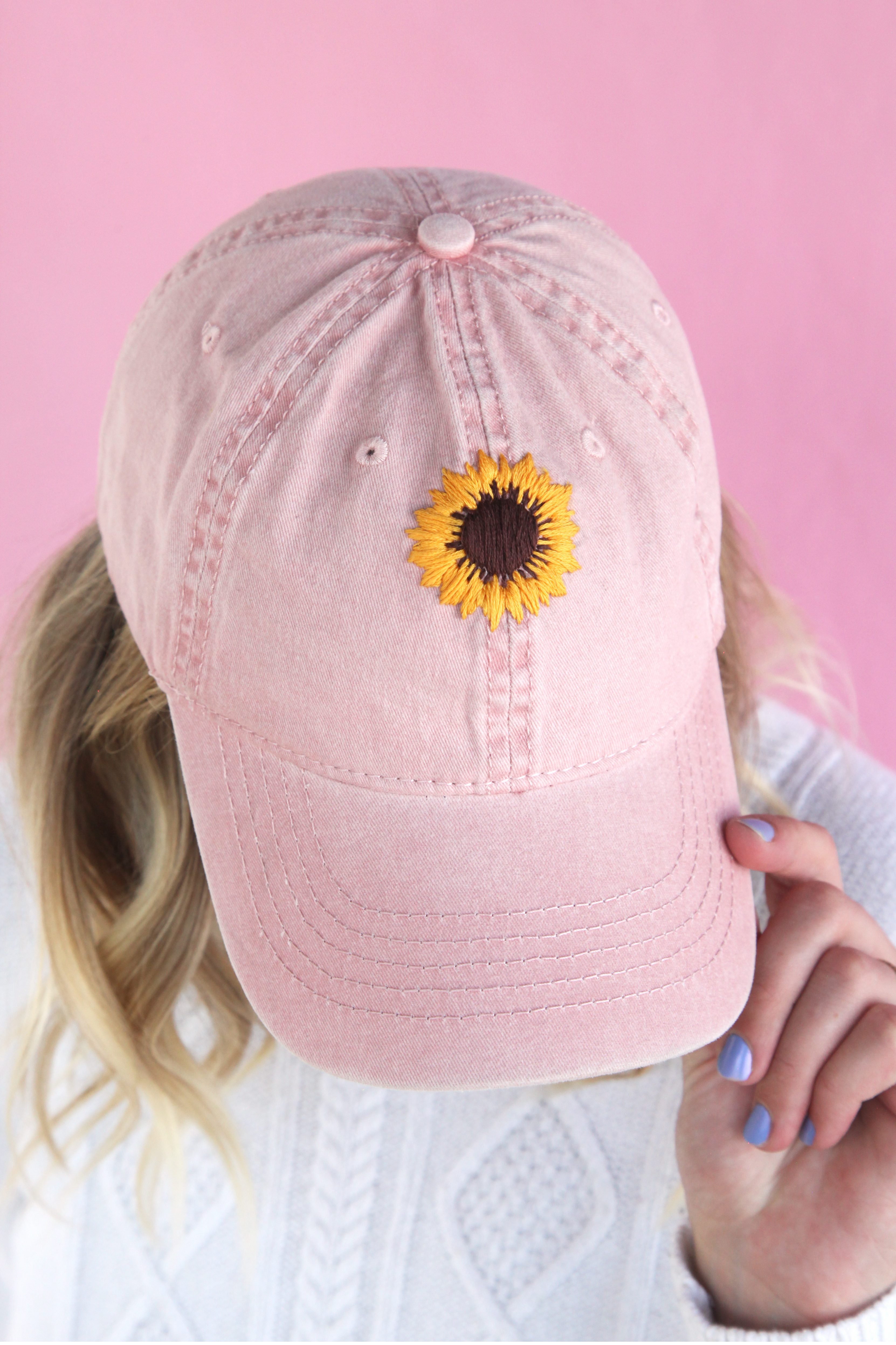 How to Embroider a Baseball Cap: a Step by Step Tutorial + a tutorial featured by Top US Craft Blog + The Pretty Life Girls