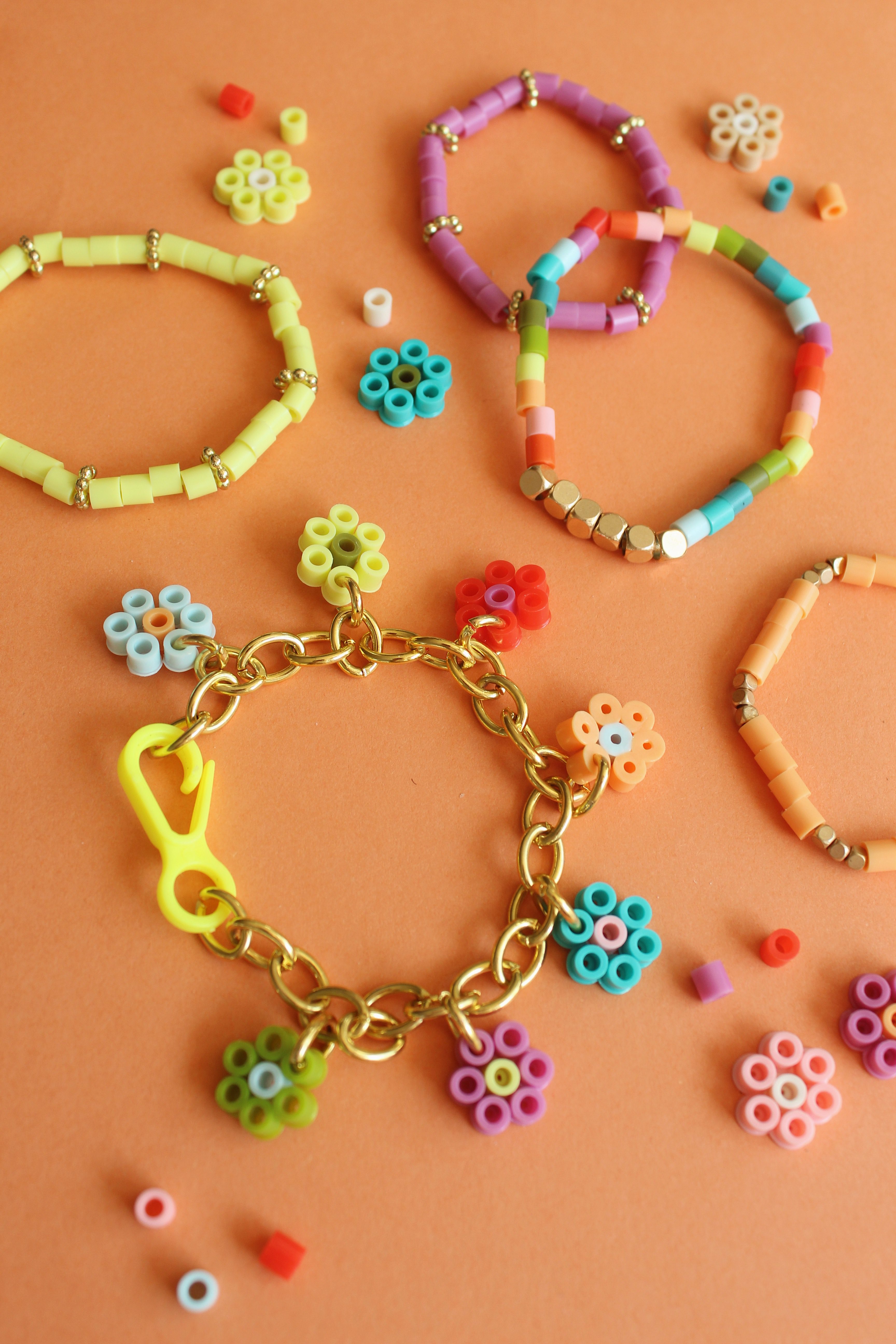 Homade charm and beaded bracelets