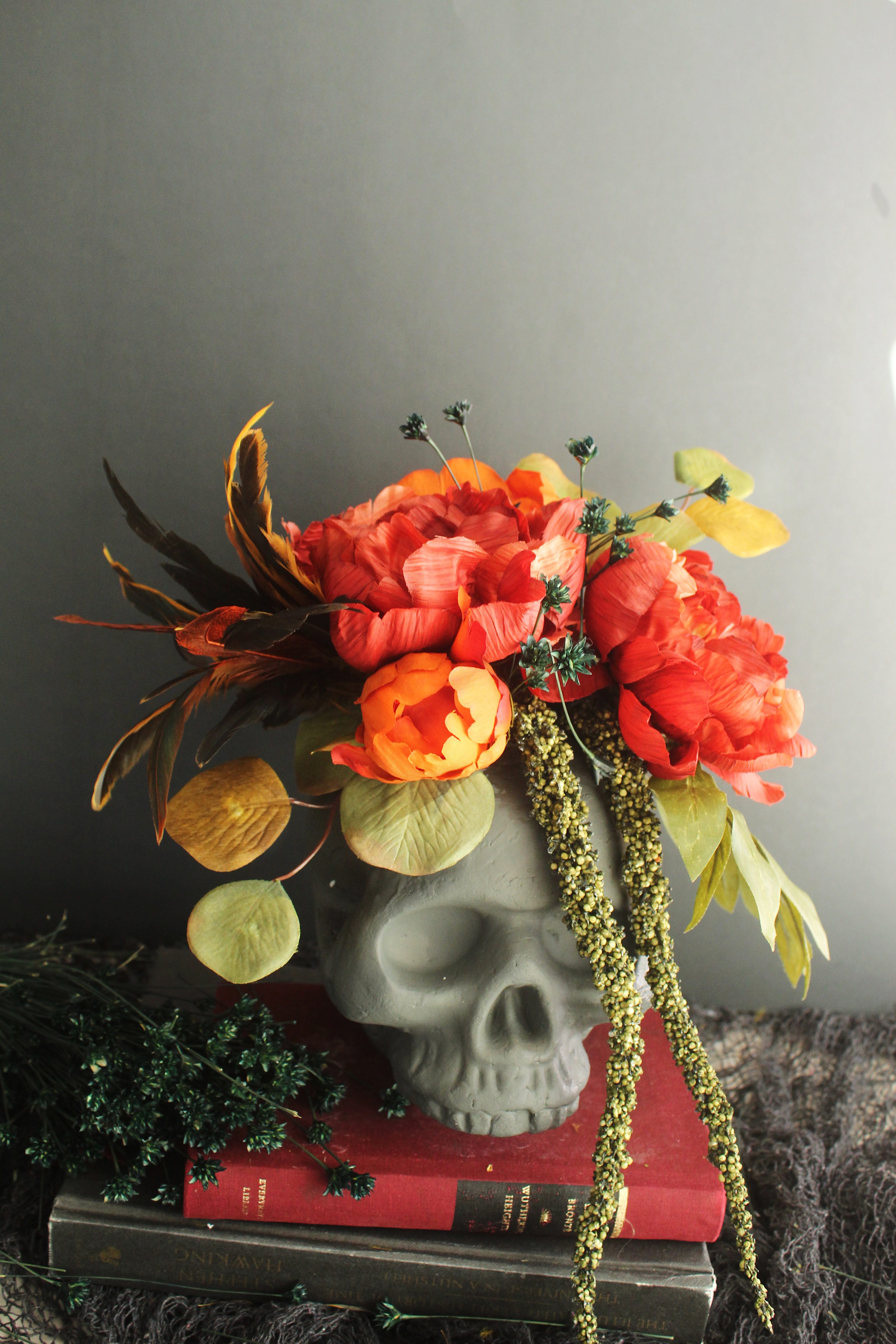 Halloween Decor: DIY Skull Vase with Flowers | The Pretty Life Girls