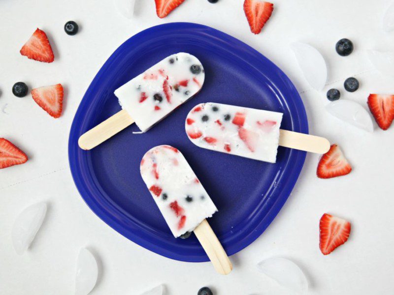 Creamy Coconut and Berry Popsicles