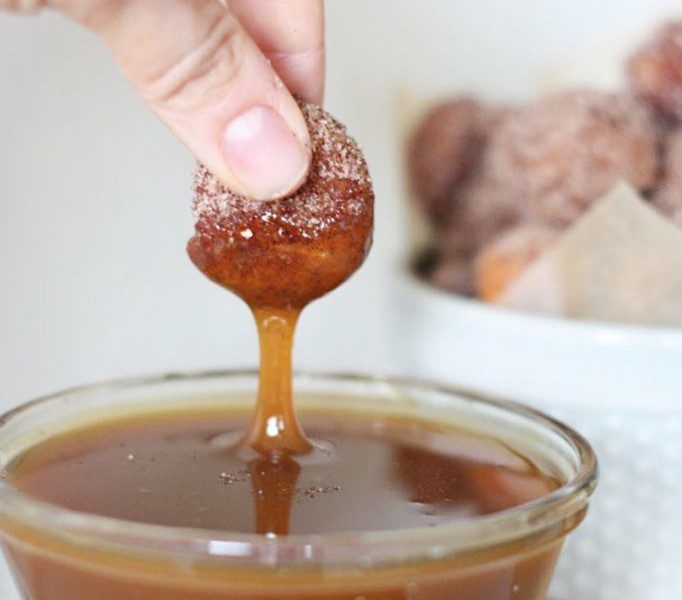 Churro Donut Holes with Caramel Sauce