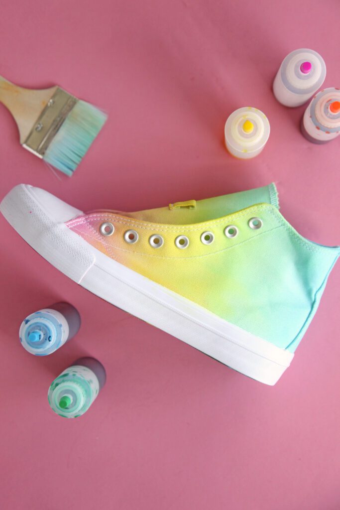 How to Tie Dye Shoes DIY Rainbow Sneakers The Pretty Life Girls