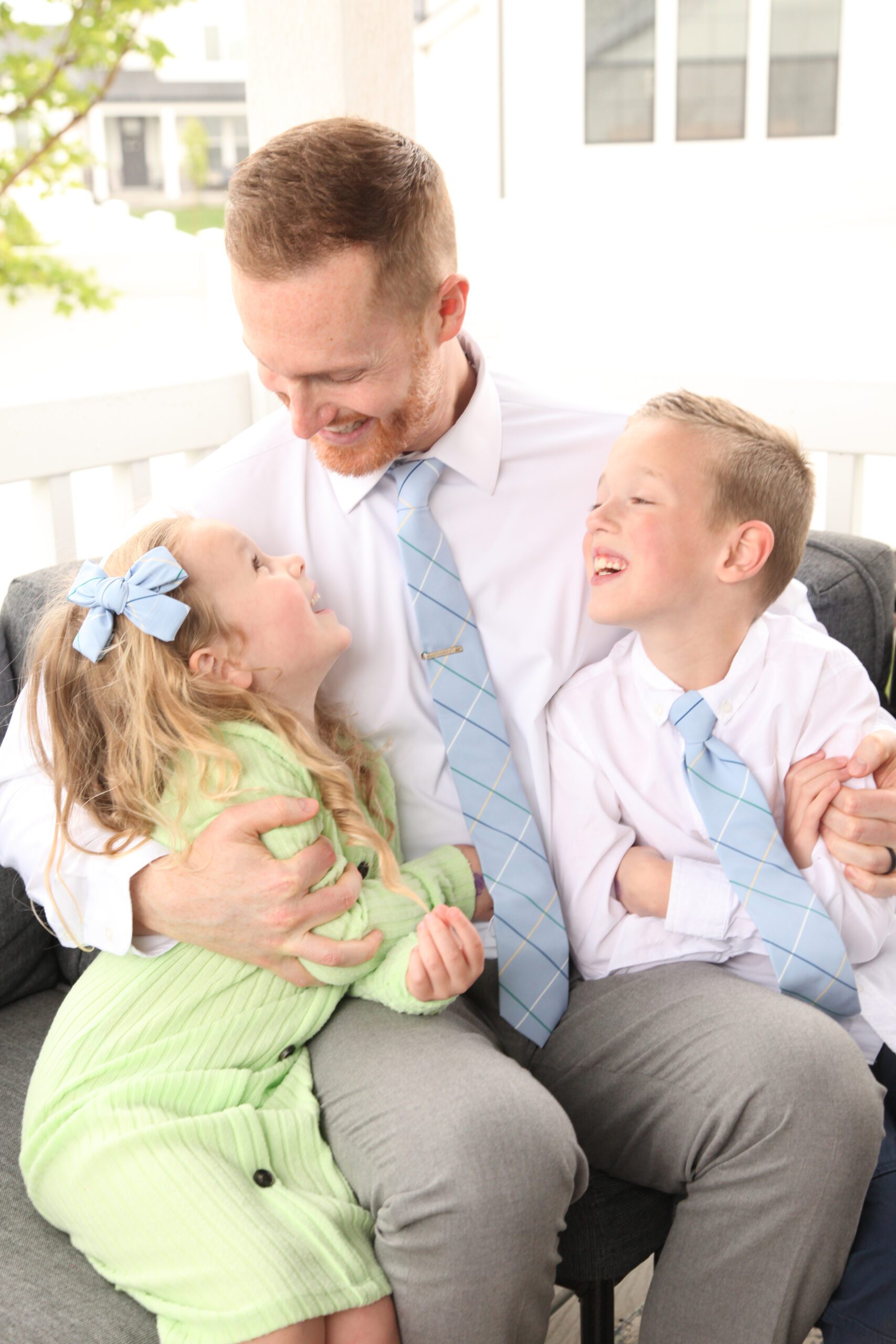 Matching ties for father and son and bow for daughter Father's Day Gift Idea